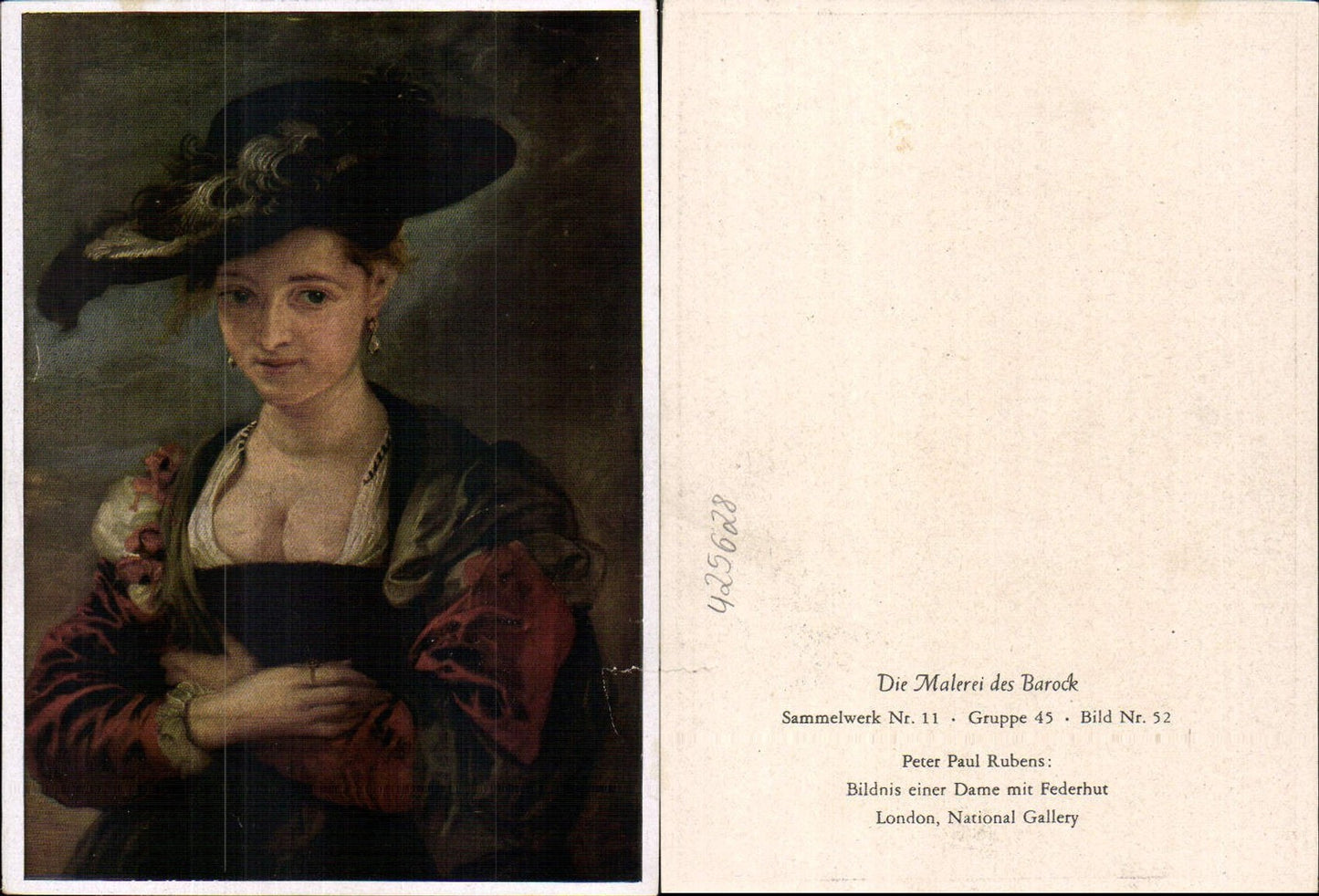 425628,Künstler Ak Peter Paul Rubens Bildnis einer Dame m. Federhut Barock