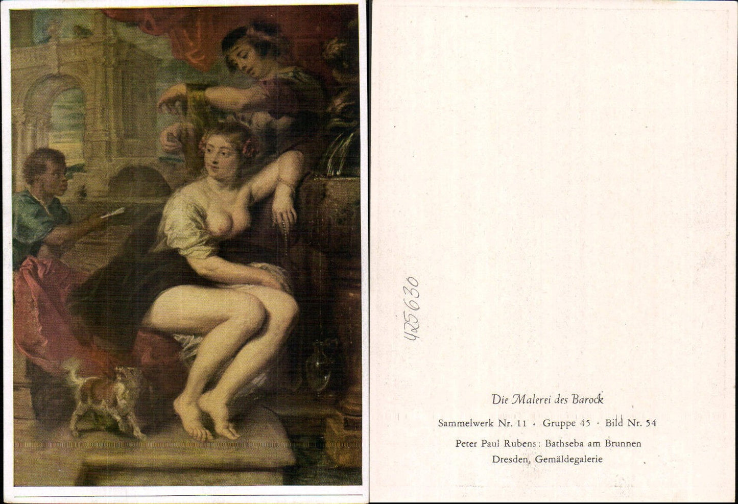 425630,Künstler Ak Peter Paul Rubens Bathseba a. Brunnen Erotik Nackte Frau Barock