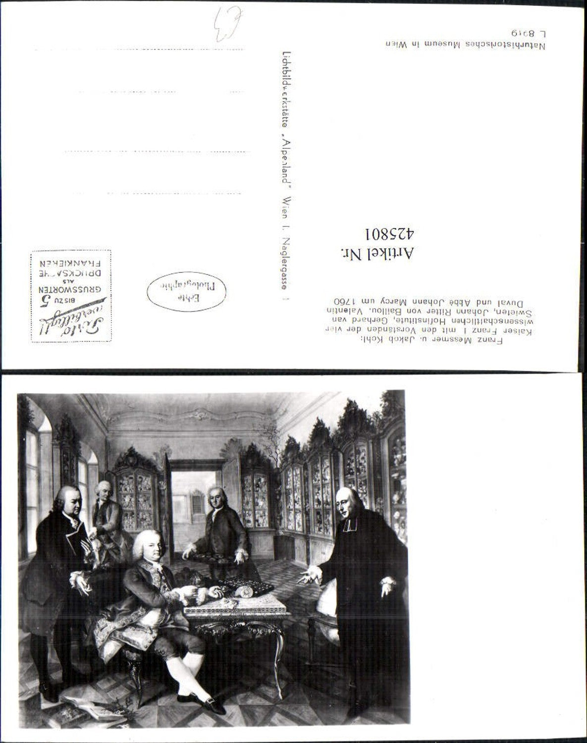 425801,Künstler Ak Franz Messmer u. Jakob Kohl Kaiser Franz I m. Swieten Duval Marcy u. Ritter Baillou Adel Monarchie