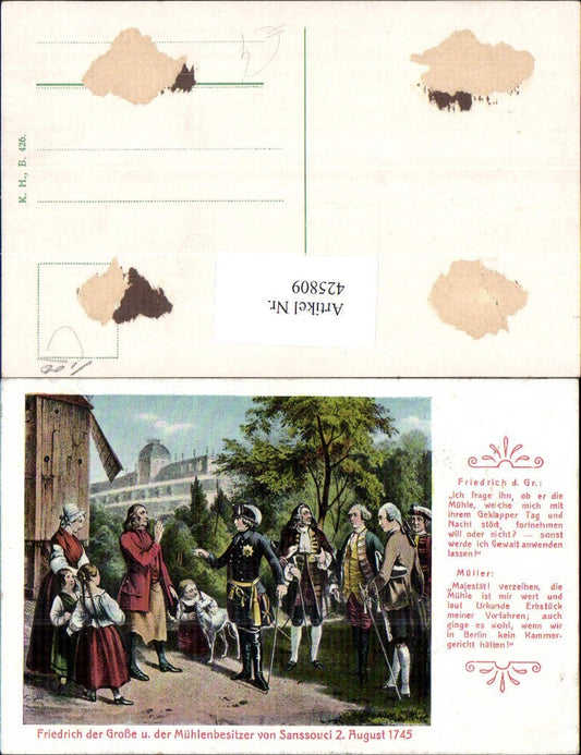 425809,Friedrich d. Große u. d. Mühlenbesitzer v. Sanssouci 1745 Adel Monarchie Deutschland