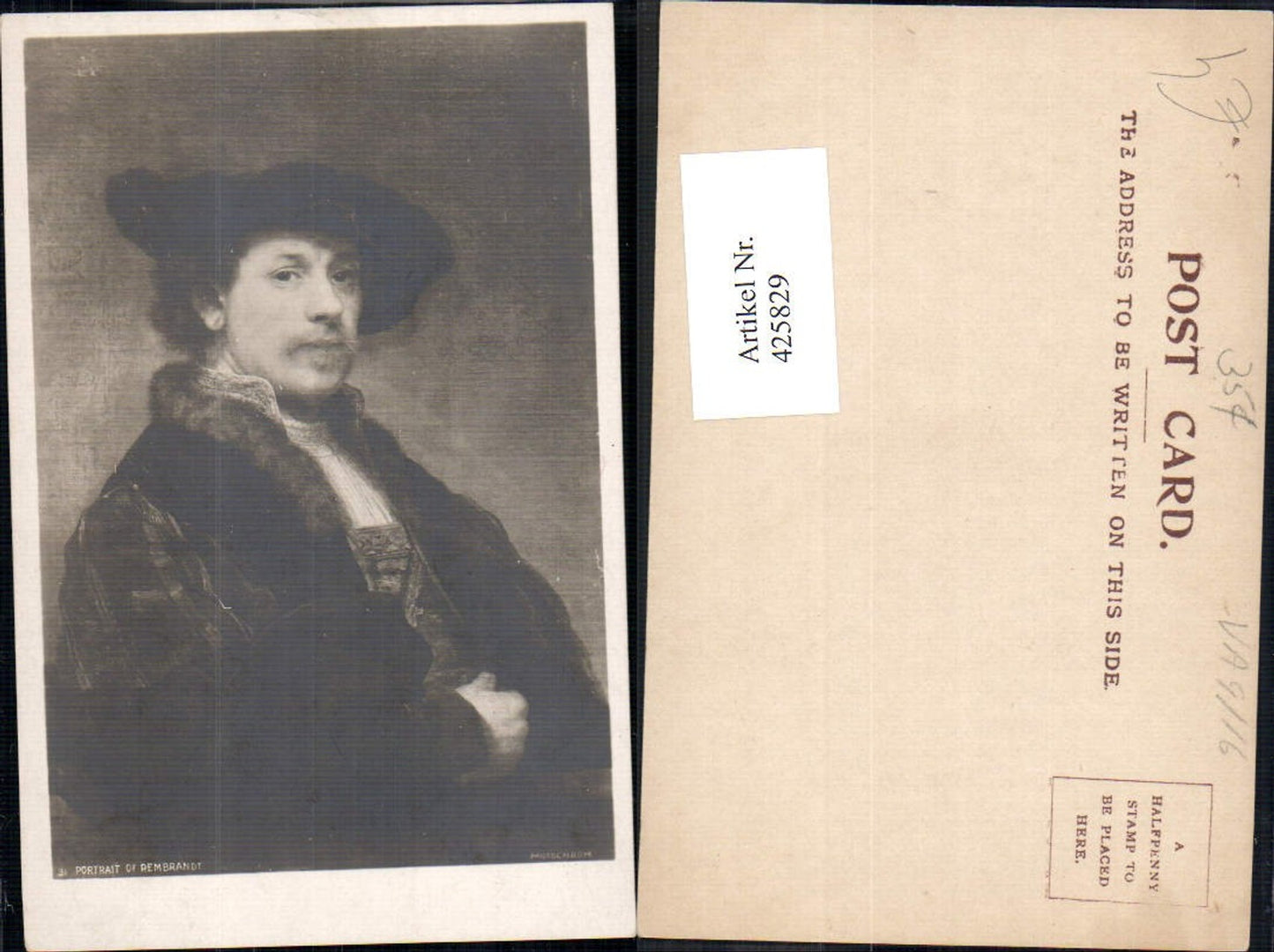 425829,Künstler Ak Portrait of Rembrandt Kunst Wissenschaft