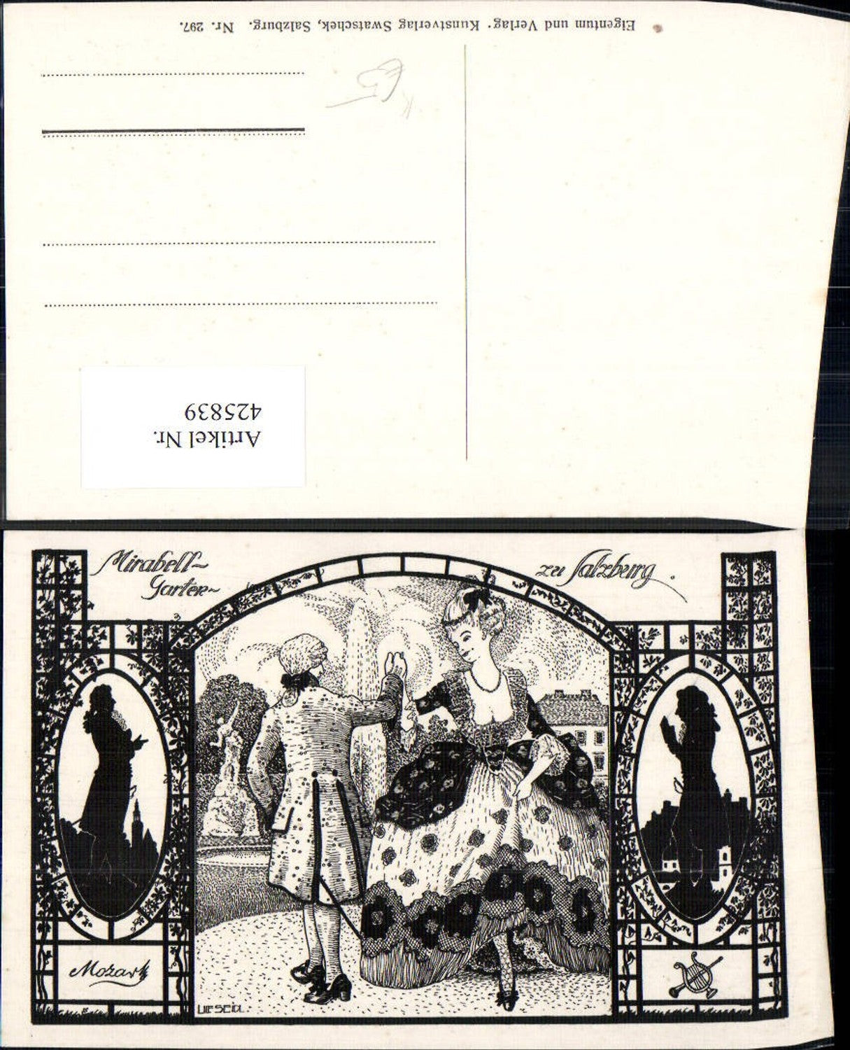 425839,Künstler Ak Ulf Seidl Mirabellgarten Salzburg Mozart Komponist Frau Tanzen Walzer