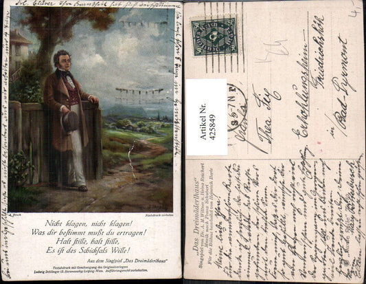 425849,Künstler Ak A. Broch Franz Schubert Singspiel Dreimäderlhaus Komponist