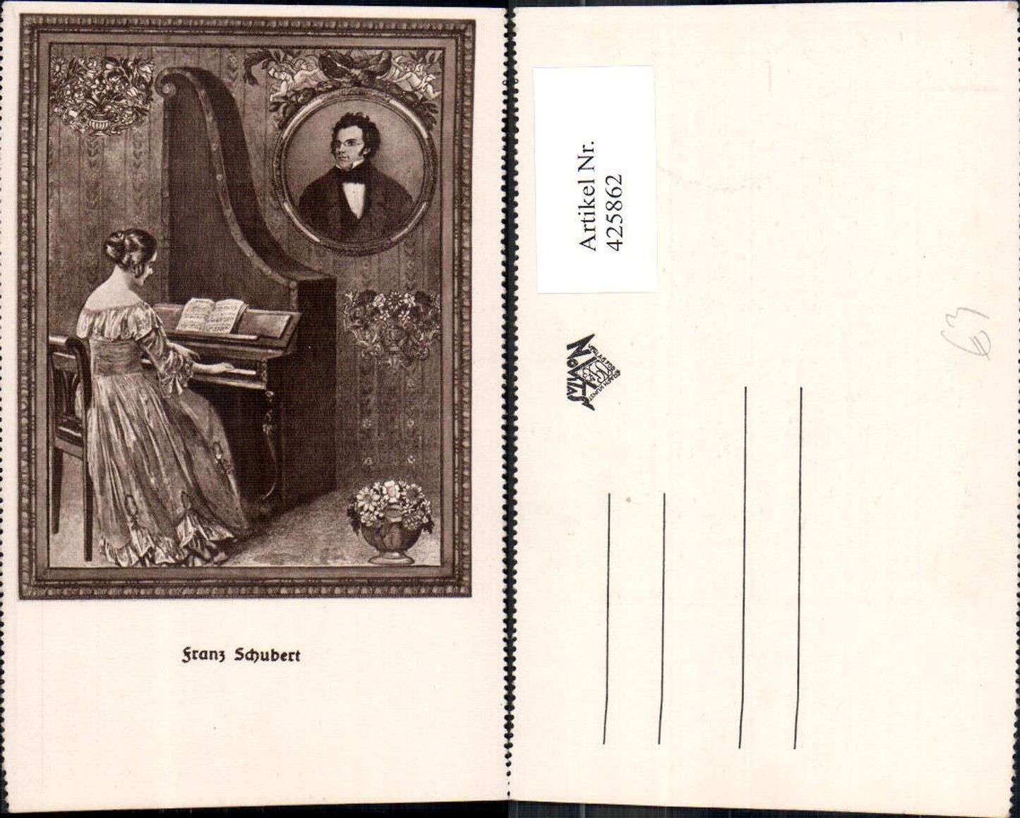 425862,Künstler Ak Franz Schubert Frau a. Klavier Komponist