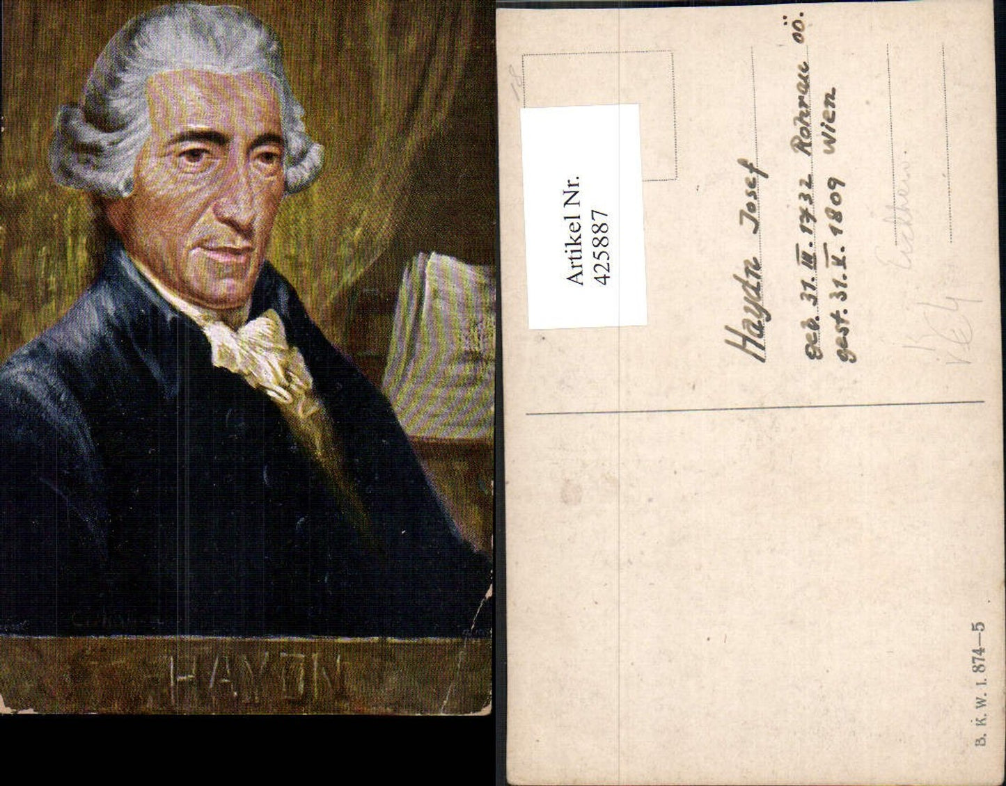 425887,Künstler Ak Eichhorn Joseph Haydn Komponist pub B.K.W.I. 874/5