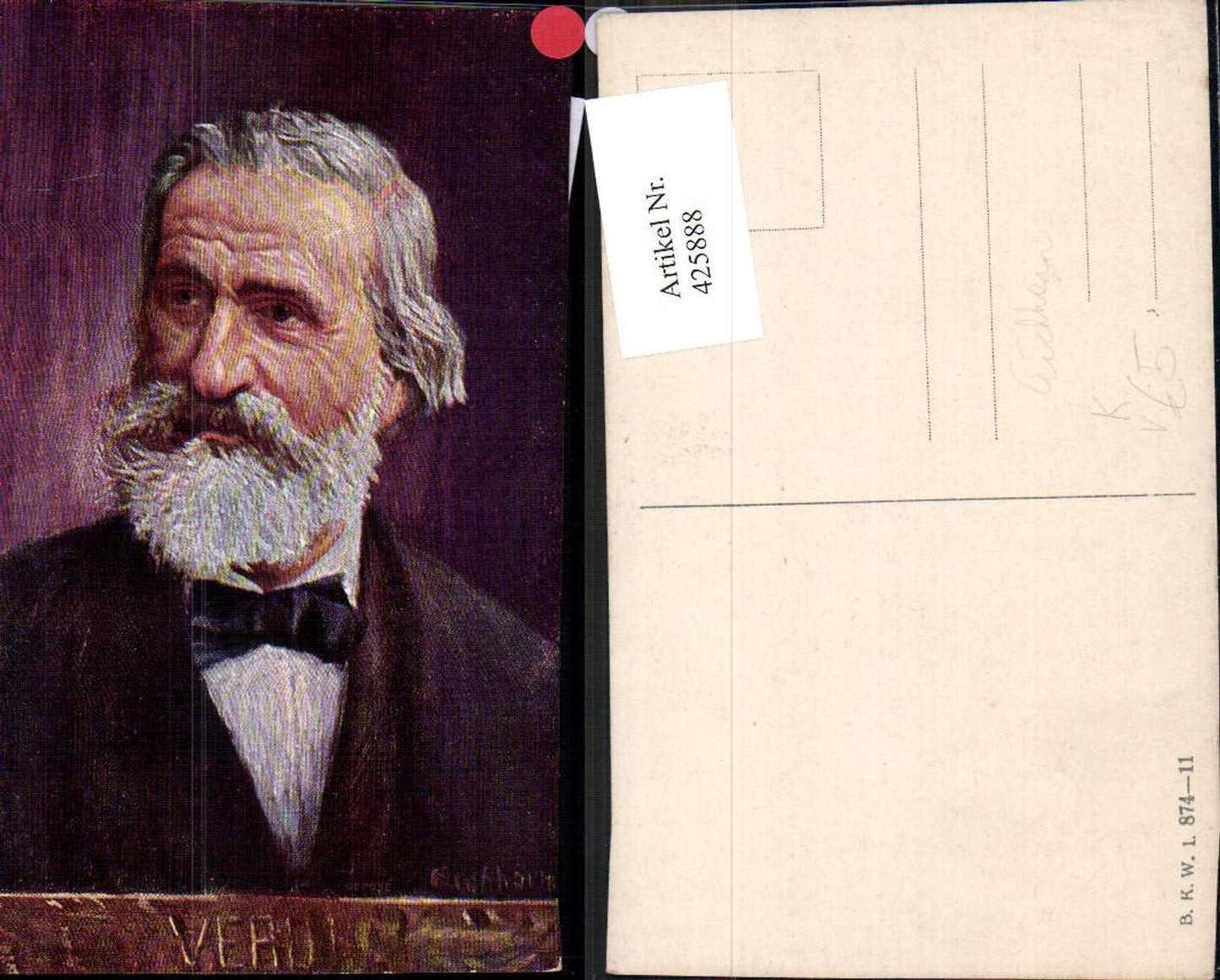 425888,Künstler Ak Eichhorn Giuseppe Verdi Komponist pub B.K.W.I. 874/11
