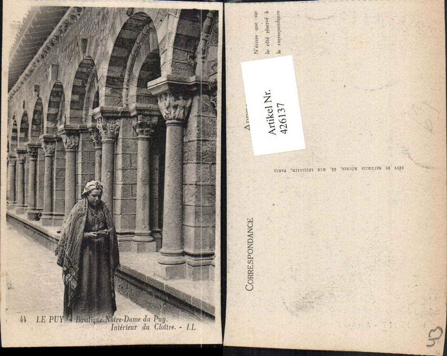 426137,Auvergne Haute-Loire Le Puy Basilique Notre-Dame de Puy Cloitre Kloster Arkaden