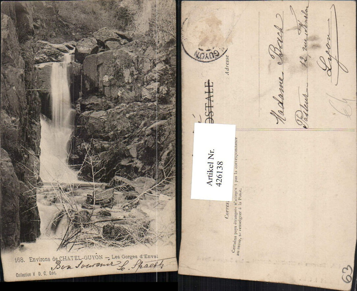 426138,Auvergne Puy-de-Dome Chatel-Guyon Les Gorges d'Enval waterfall
