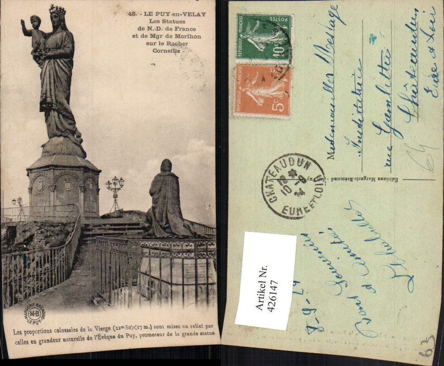 426147,Auvergne Puy-de-Dome Le Puy-en-Velay Les Statues de Notre-Dame de France Statue