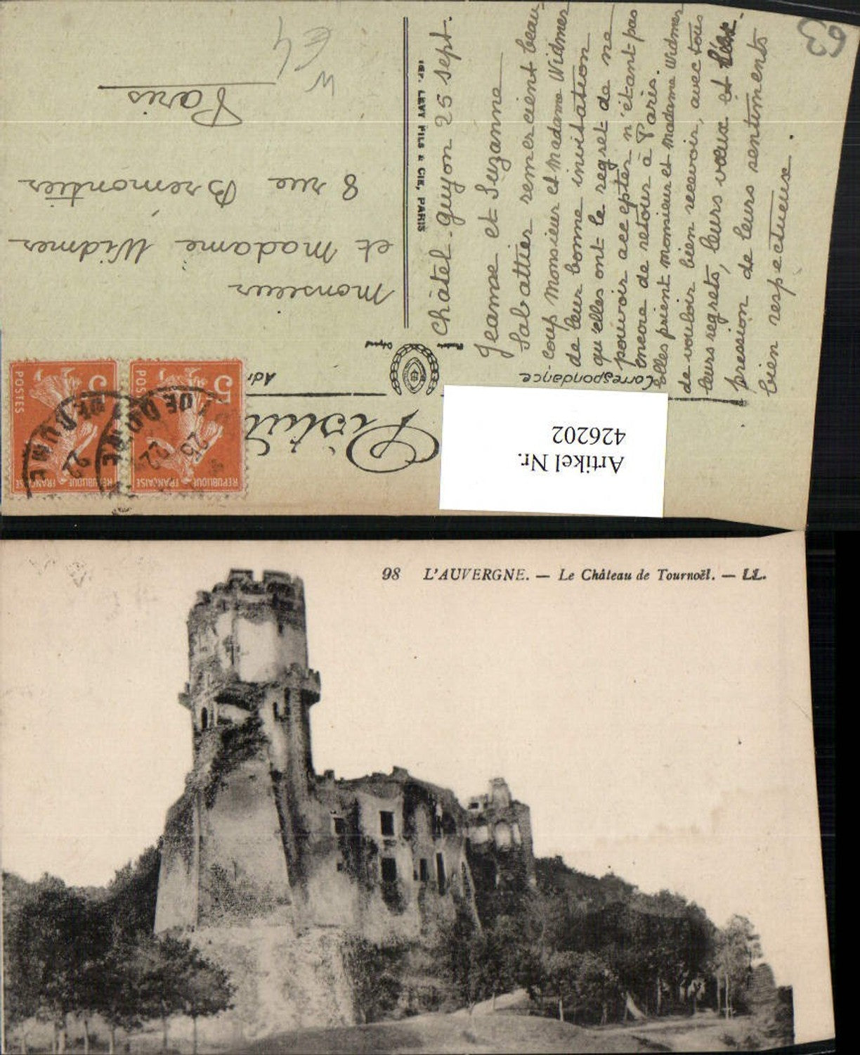 426202,Auvergne Puy-de-Dome Le Chateau de Tournoel Schloss Ruine Turm