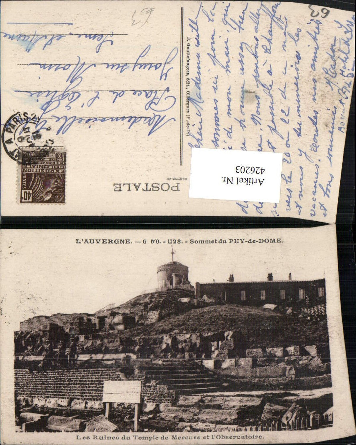 426203,Auvergne Puy-de-Dome Les Ruines du Temple de Mercure et Observatoire Ruine
