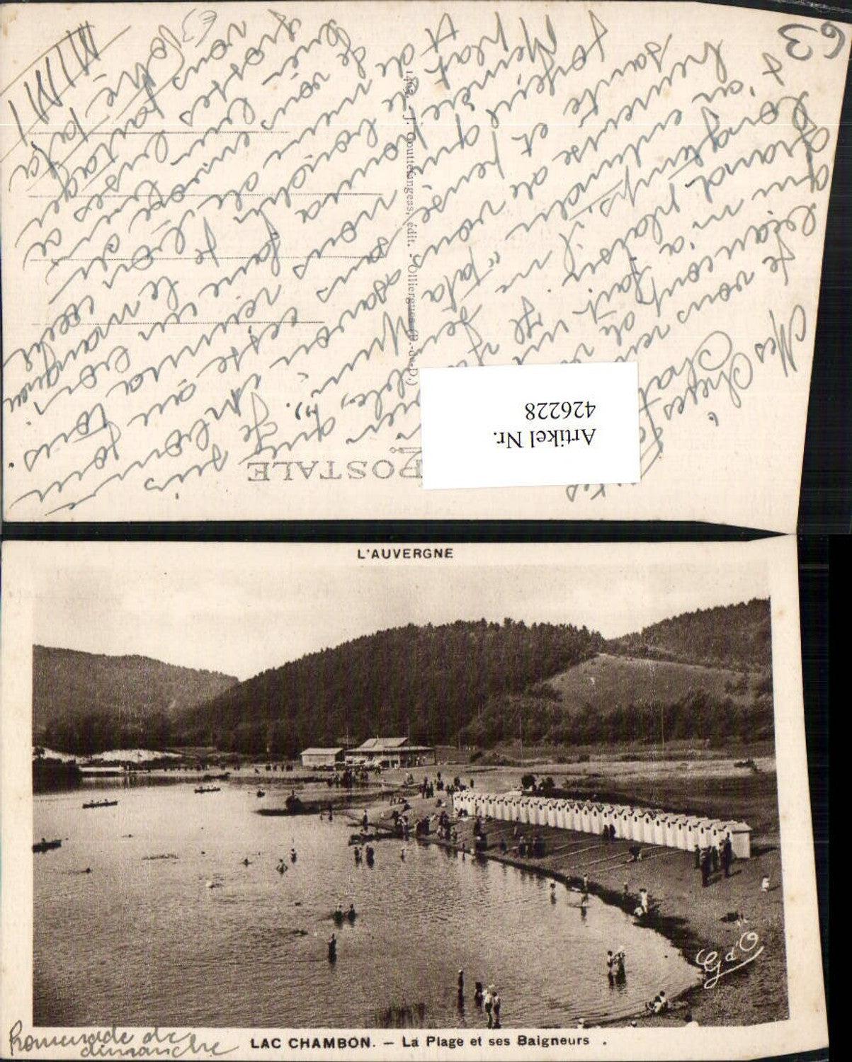 426228,Auvergne Puy-de-Dome Lac Chambon La Plage et ses Baigneurs See Strandbad