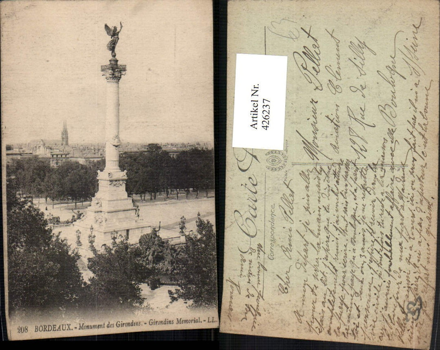 426237,Aquitanien Gironde Bordeaux Monument des Girondins Säule