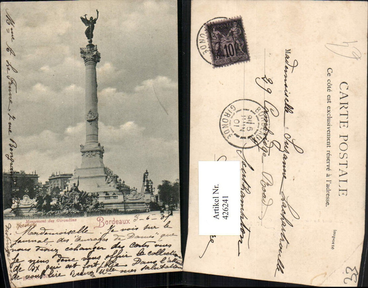 426241,Aquitanien Gironde Bordeaux Monument des Girondins Säule