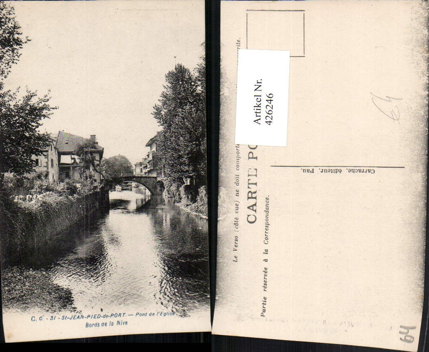426246,Aquitanien Pyrenees-Atlantiques St-Jean-Pied-de-Port Pont de l'Eglise Bords de la Nive Fluss