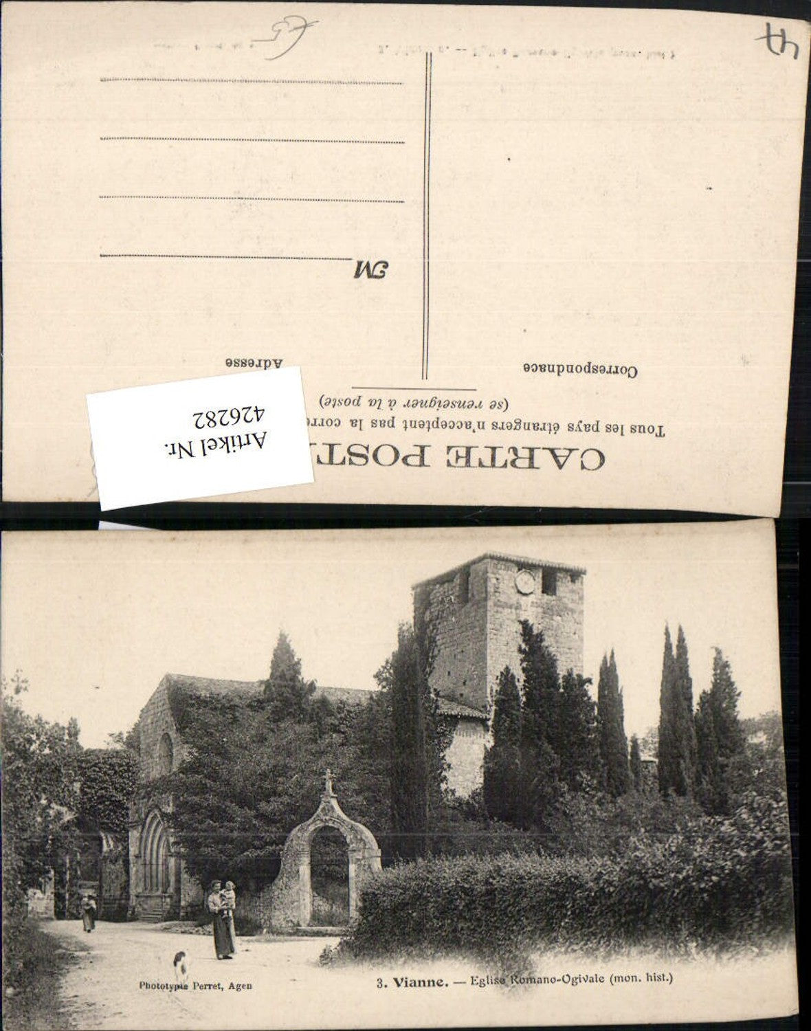 426282,Aquitanien Lot-et-Garonne Vianne Eglise Romano-Ogivale Kirche