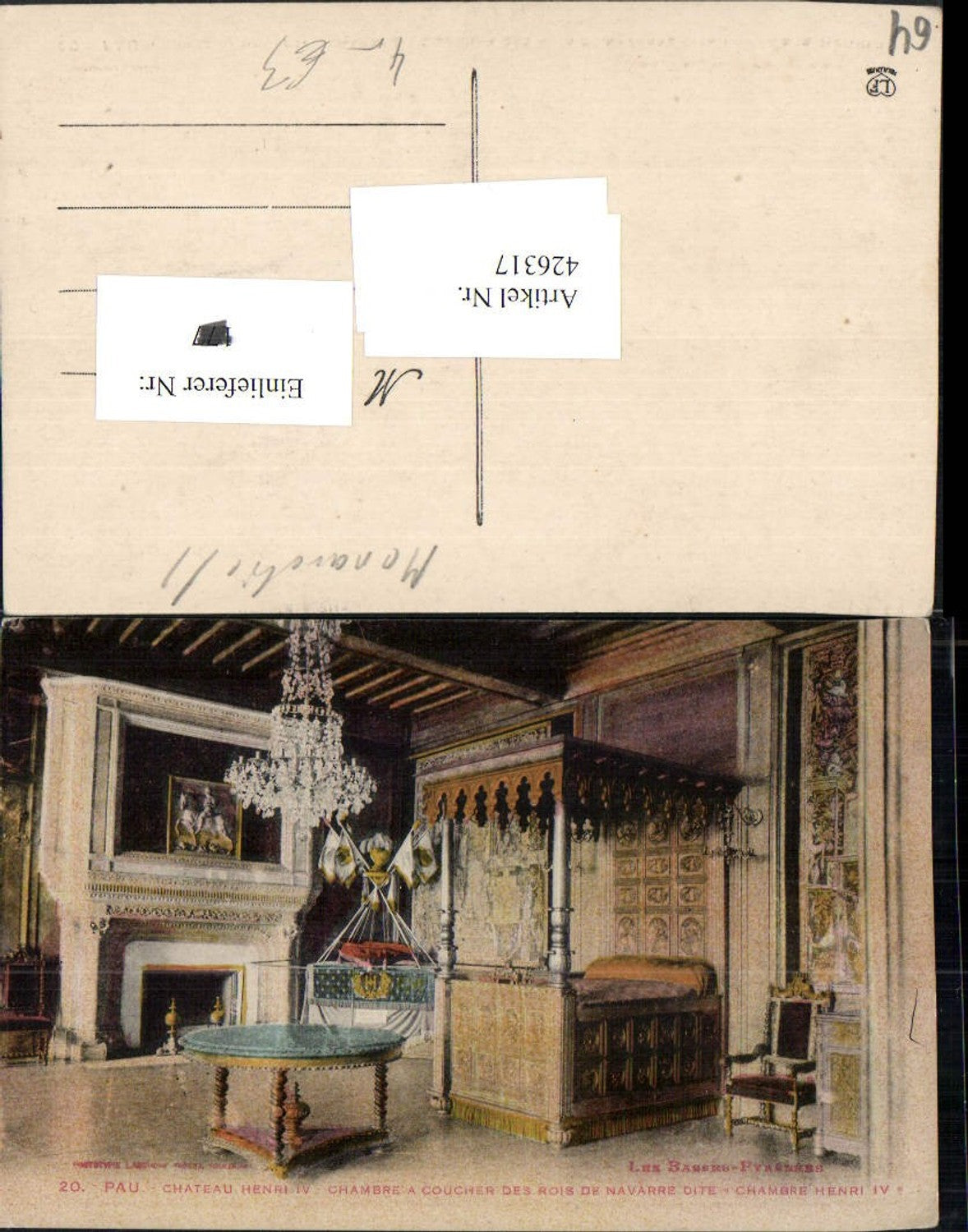 426317,Aquitanien Pyrenees-Atlantiques Pau Chateau Henri Chambre des Rois Schlafzimmer