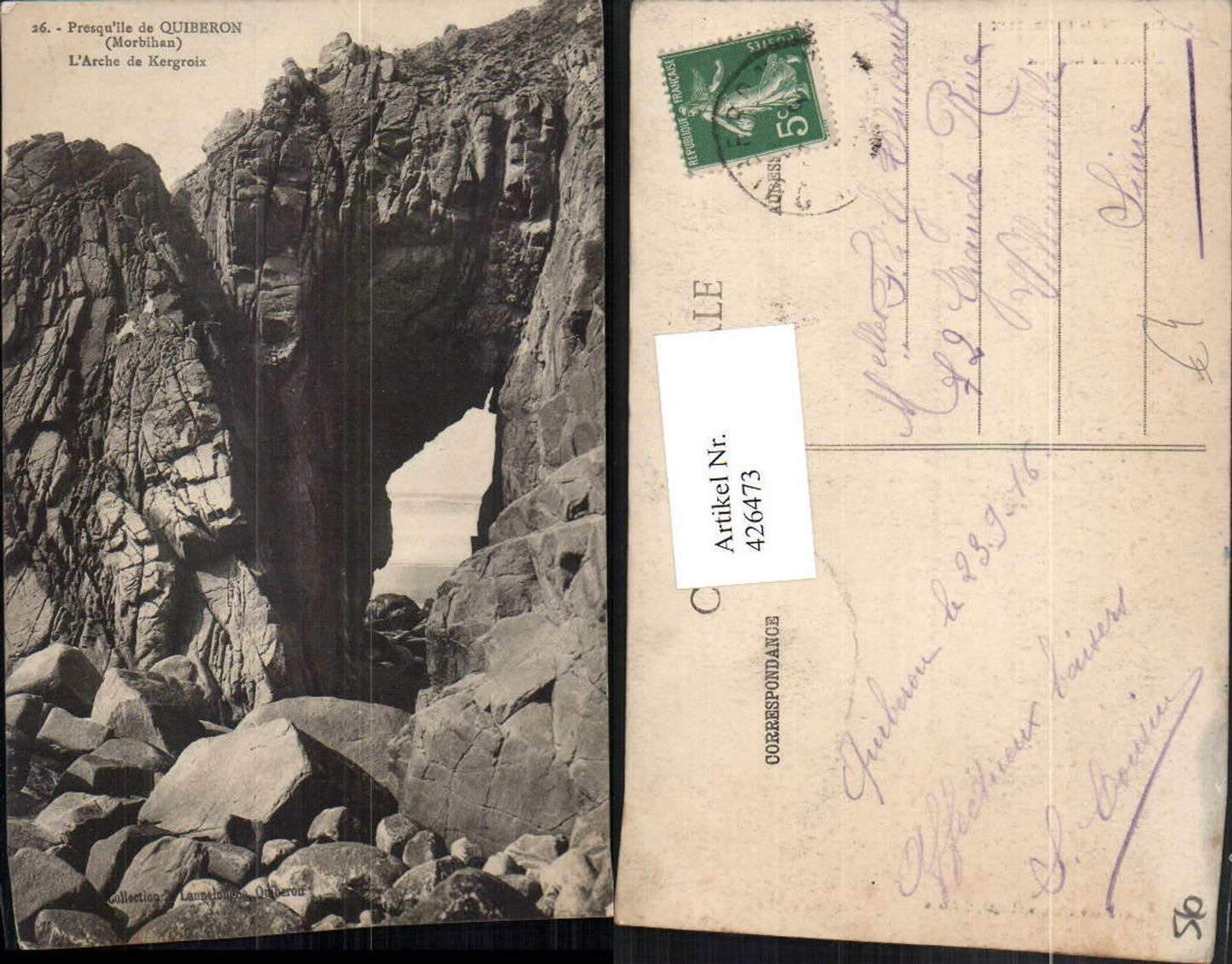426473,Bretagne Morbihan Quiberon L'Arche de Kergroix Felsen
