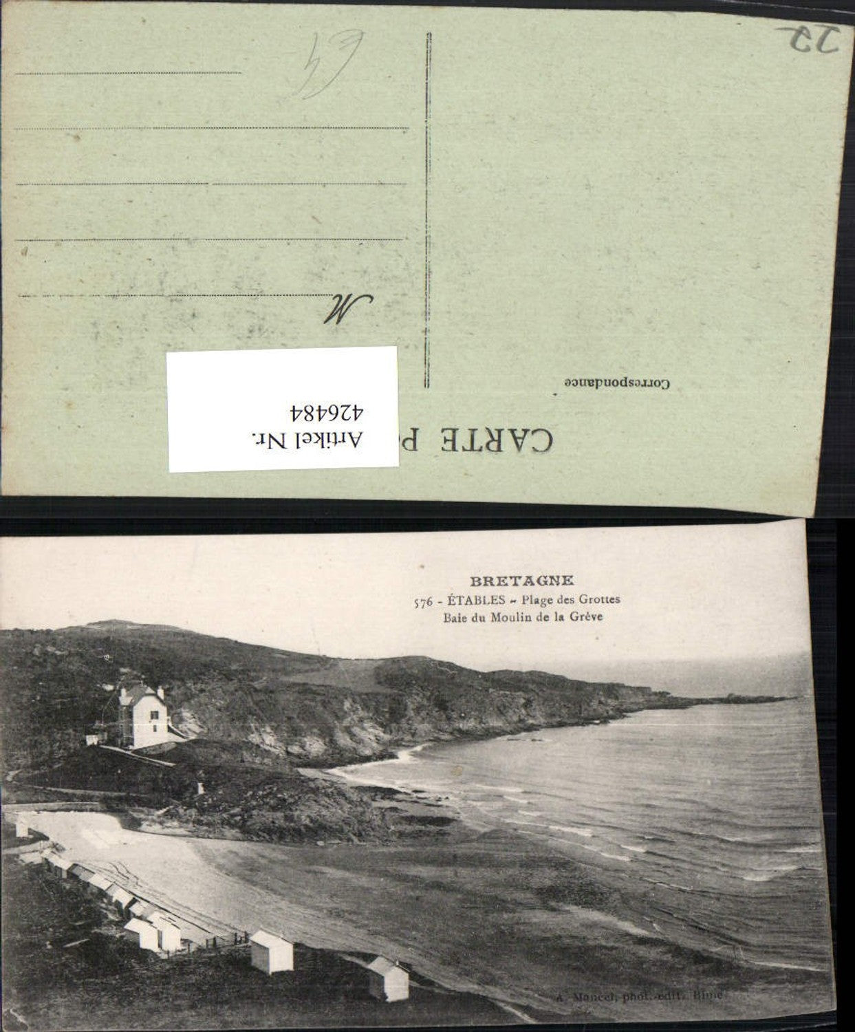 426484,Bretagne Cote-Amor Etables Plage des Grottes Baie du Moulin de la Greve Strand