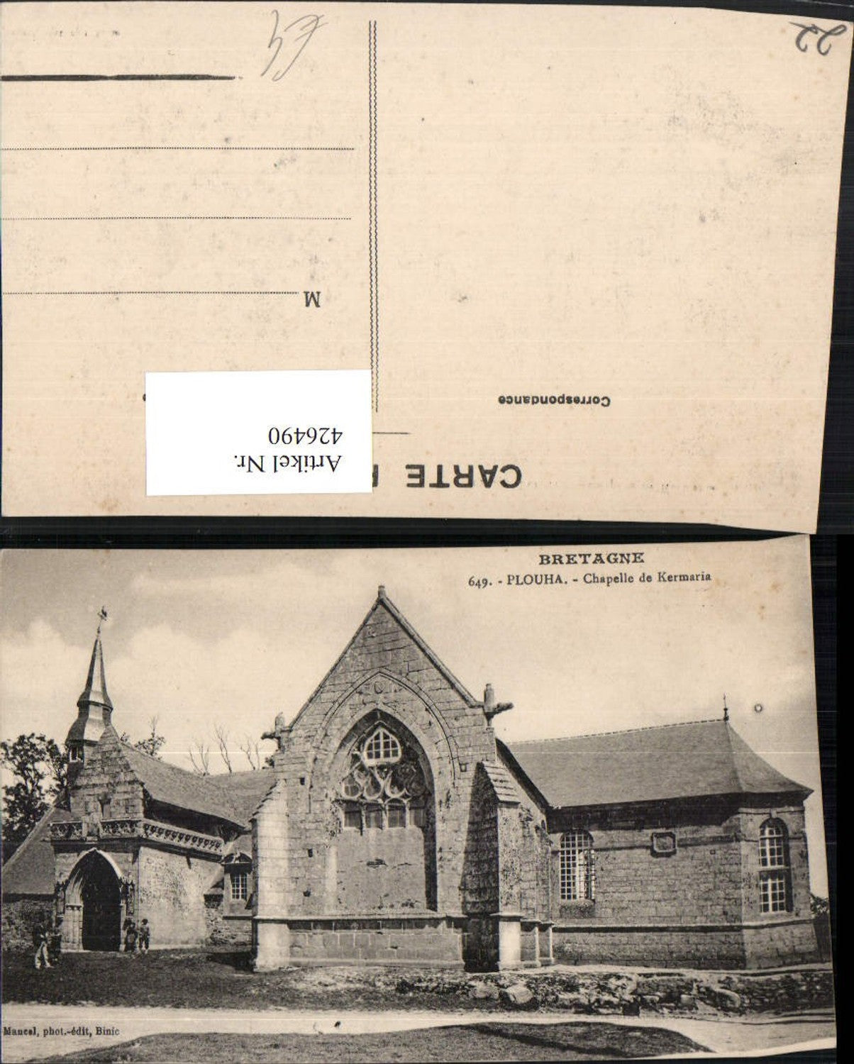 426490,Bretagne Cote-Amor Plouha Chapelle de Kermaria Kapelle Kirche