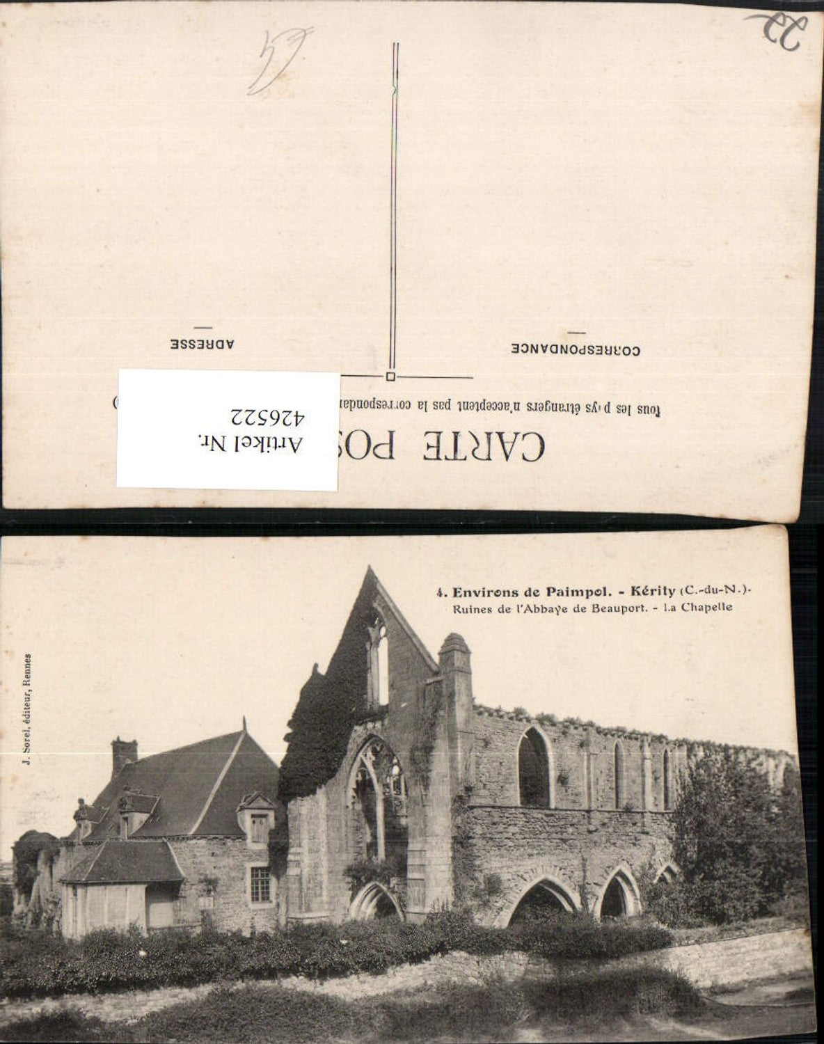 426522,Bretagne Cote-Amor Paimpol Kerity Ruines de l'Abbaye de Beauport Ruine