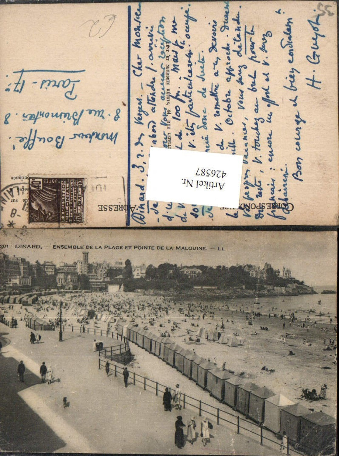 426587,Bretagne Ille-et-Vilaine Dinard Ensemble de la Plage et Pointe de la Malouine Strand