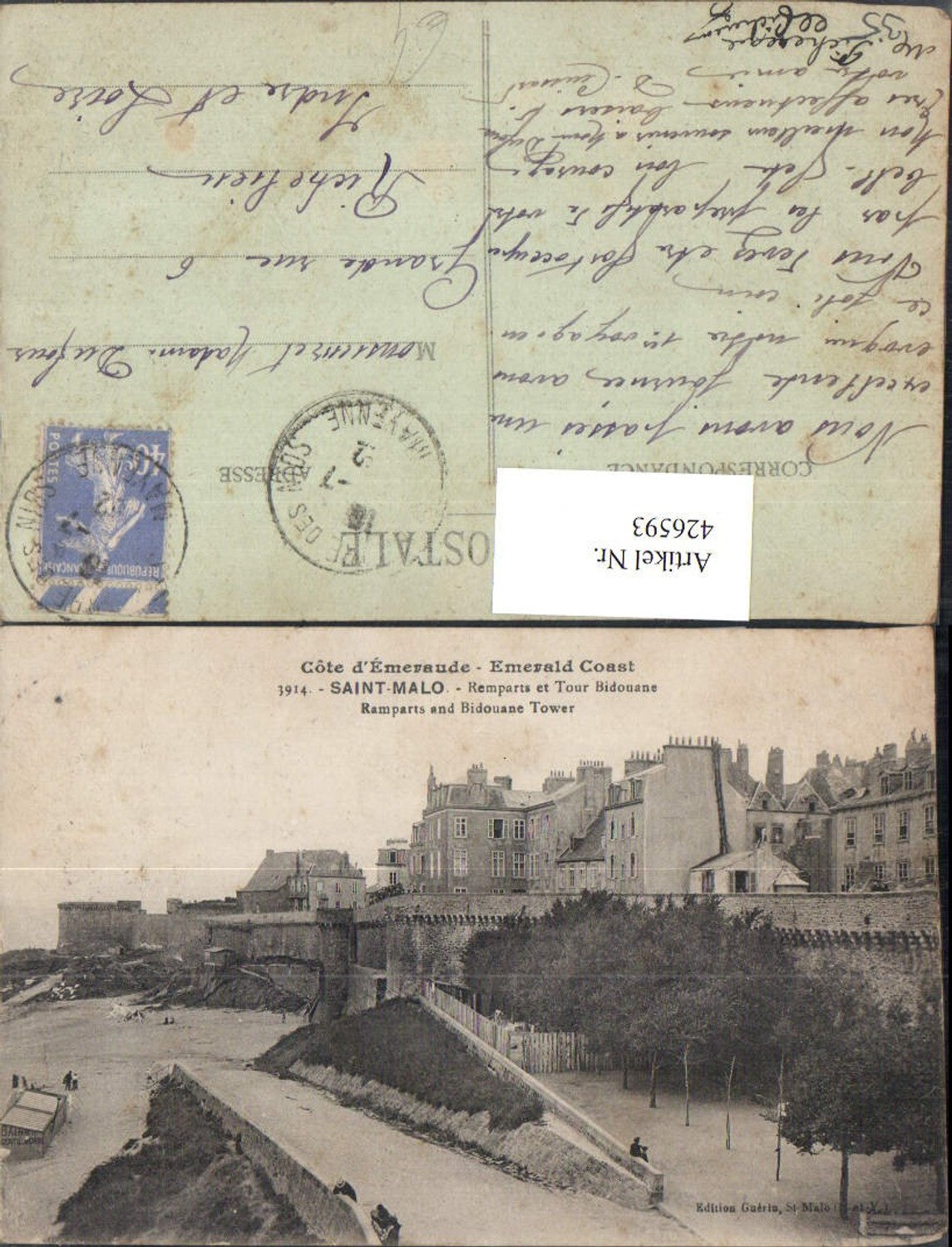 426593,Bretagne Ille-et-Vilaine Saint-Malo Remparts et Tour Bidouane Stadtmauer