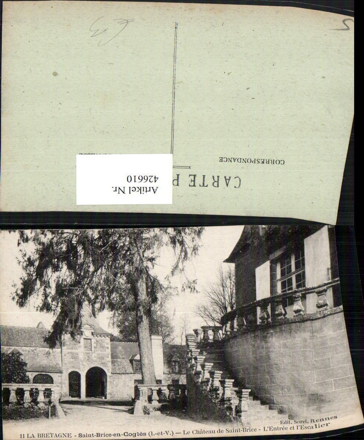 426610,Bretagne Ille-et-Vilaine Saint-Brice-en-Cogles Chateau Entree et Escalier Stiege