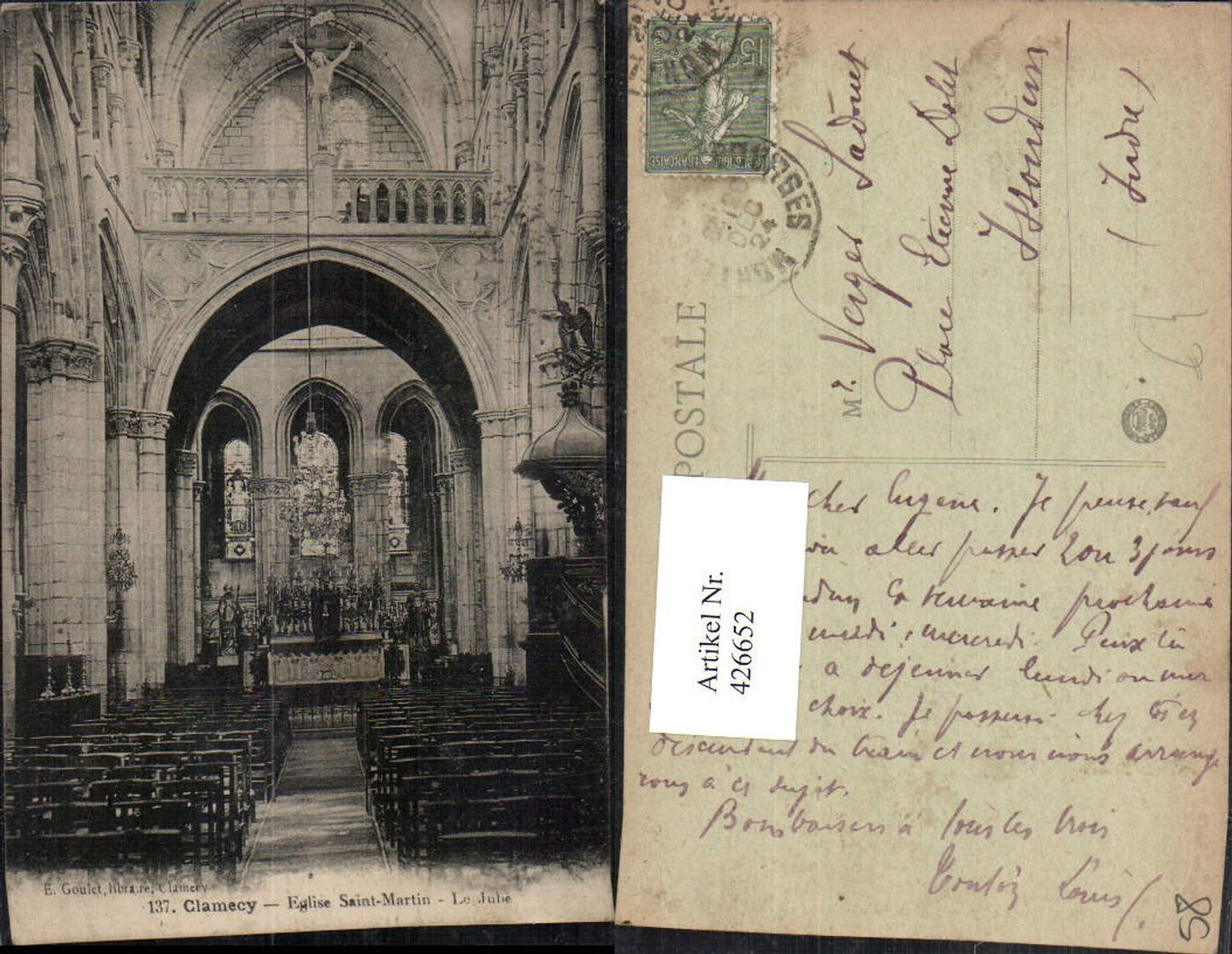 426652,Burgund Nievre Clamecy Eglise Saint-Martin Kirche Innenansicht