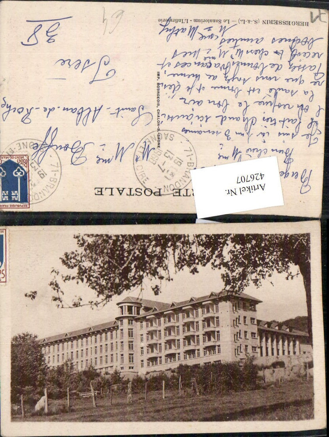 426707,Burgund Saone-et-Loire Bergesserin Le Sanatorium L'Infirmerie Gebäude