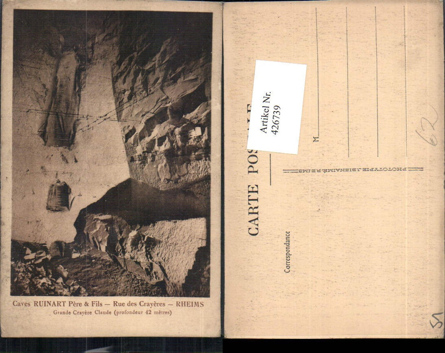 426739,Champagne-Ardenne Marne Rheims Reims Caves Ruinart Pere Fils Höhle