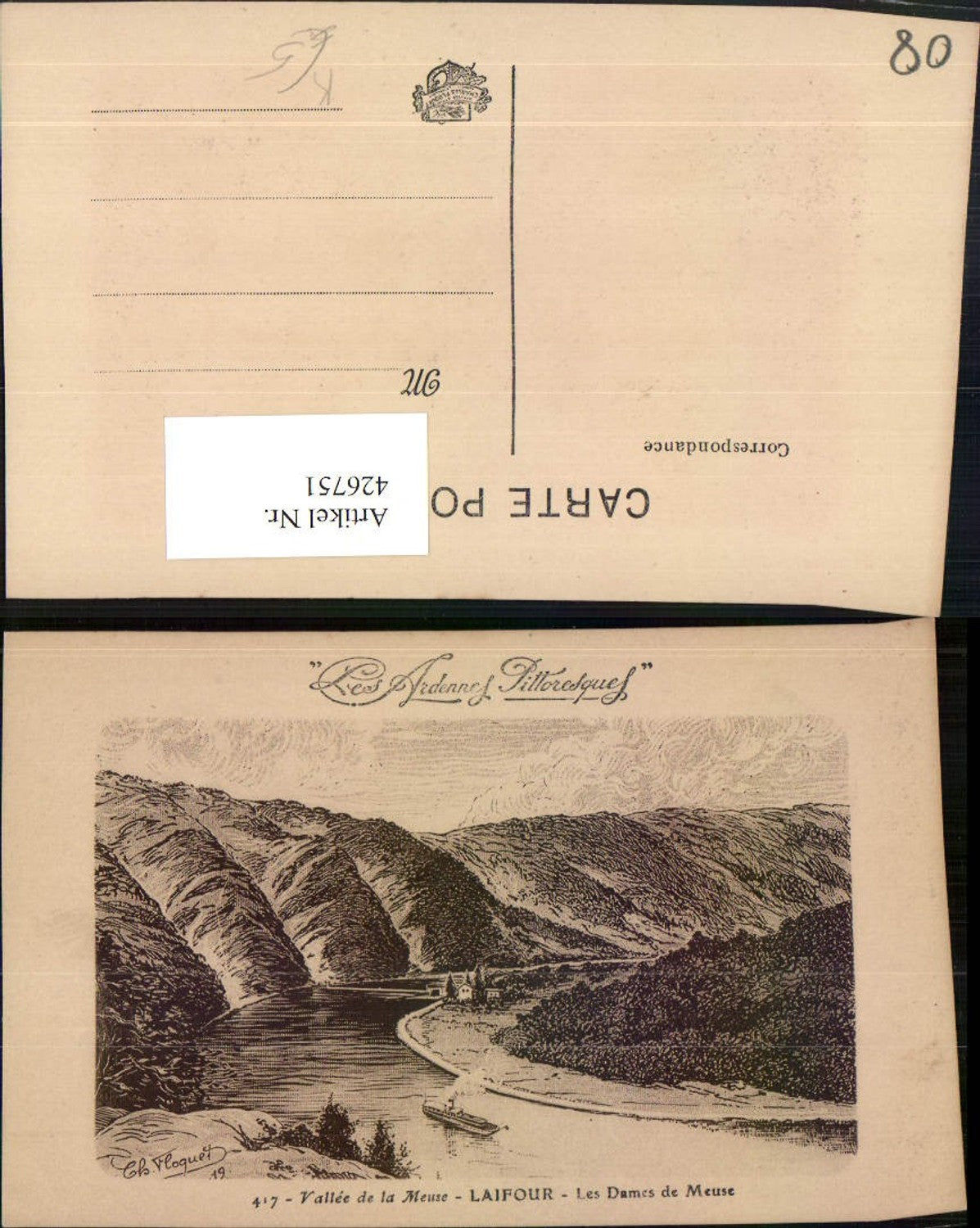 426751,Künstler AK Ch. Floquet Champagne-Ardenne Ardennes Laifour Fluss