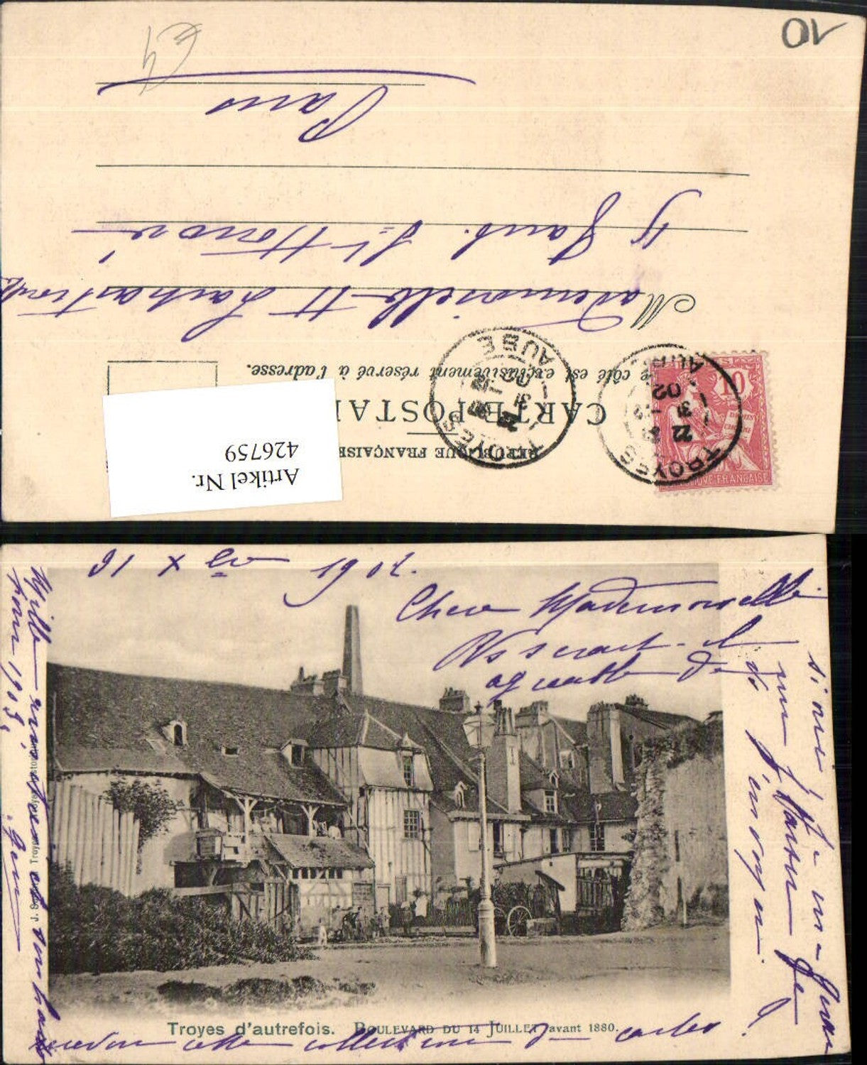426759,Champagne-Ardenne Aube Troyes autrefois Boulevard Häuser