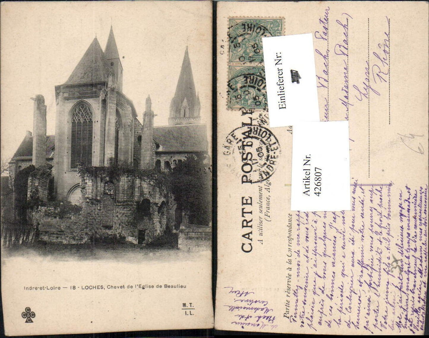 426807,Centre Indre-et-Loire Loches Chevet de l'Eglise de Beaulieu Kirche