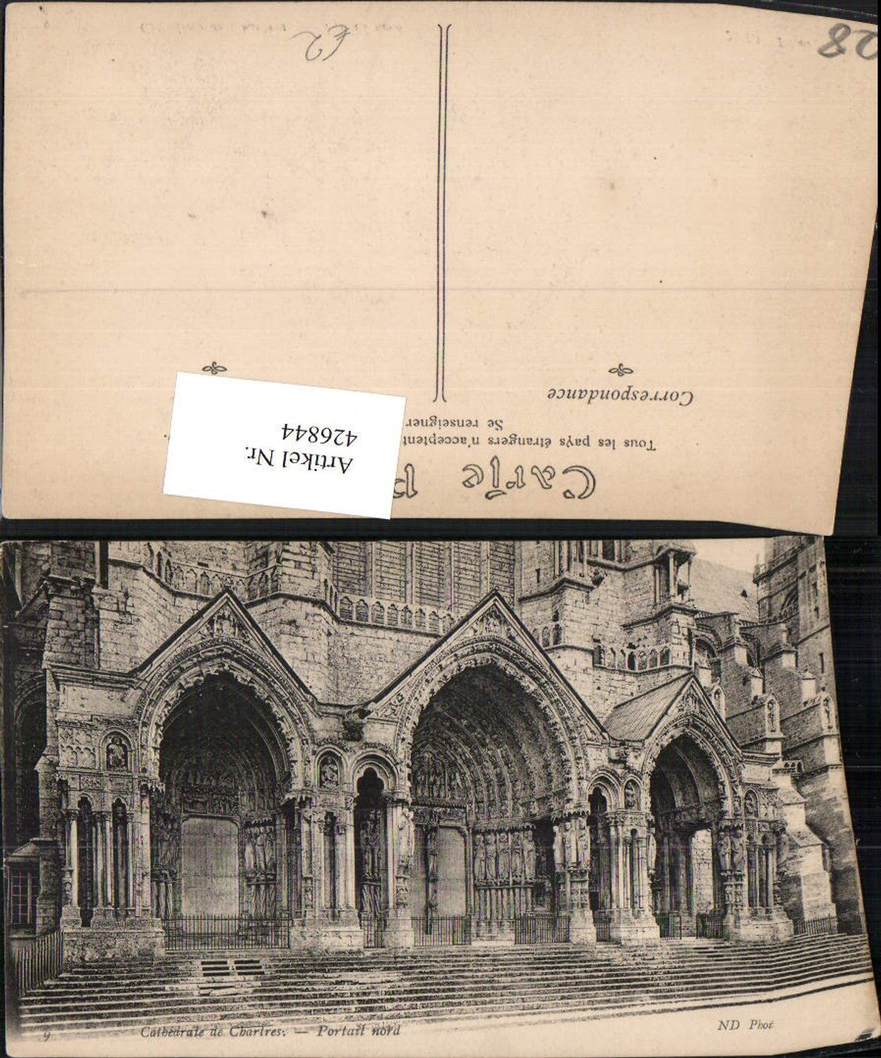 426844,Centre Eure-et-Loir Chartres Cathedrale Portail Kirche Portal