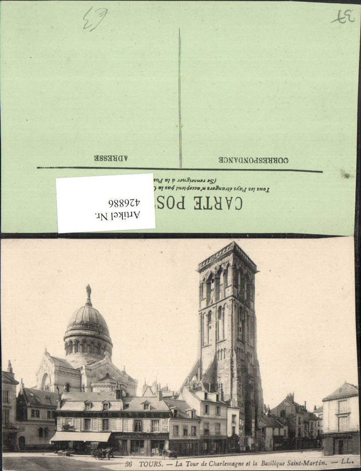 426886,Centre Indre-et-Loire Tours La Tour de Charlemagne et la Basilique Saint-Martin Kirche