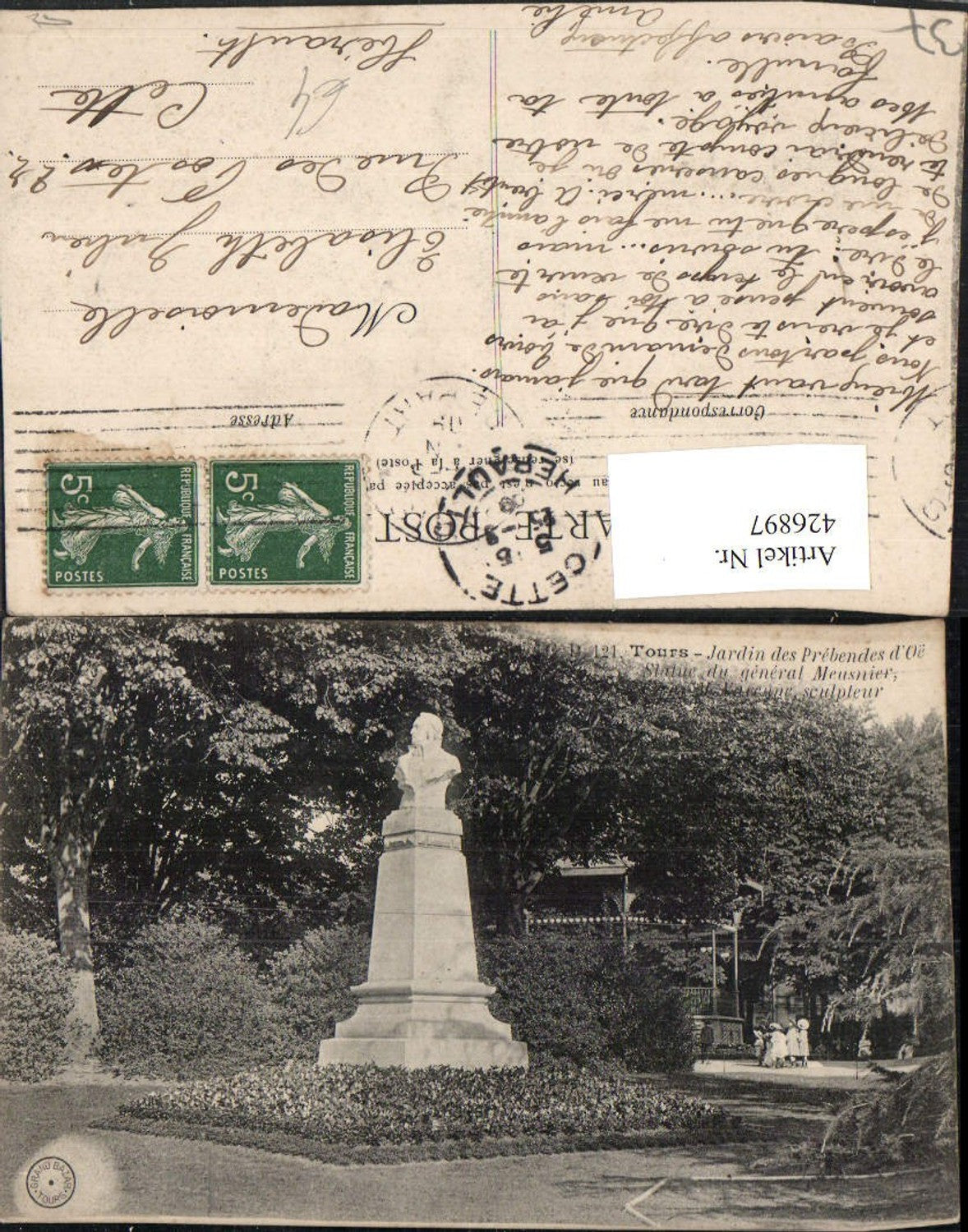 426897,Centre Indre-et-Loire Tours Jardin des Prebendes d'Oe Statue Büste