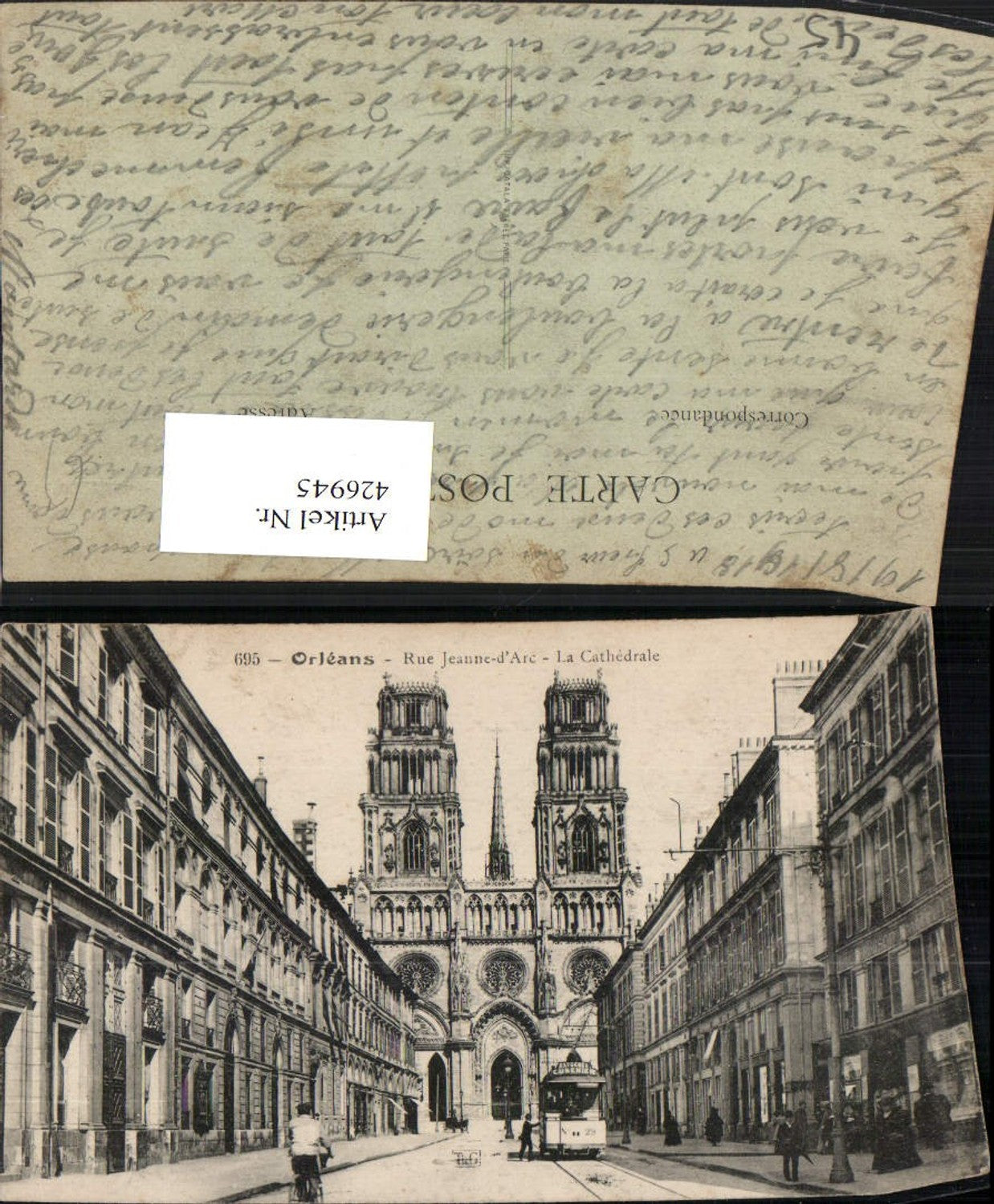 426945,Centre Loiret Orleans Rue Jeanne-d'Arc La Cathedrale Kirche Straßenbahn
