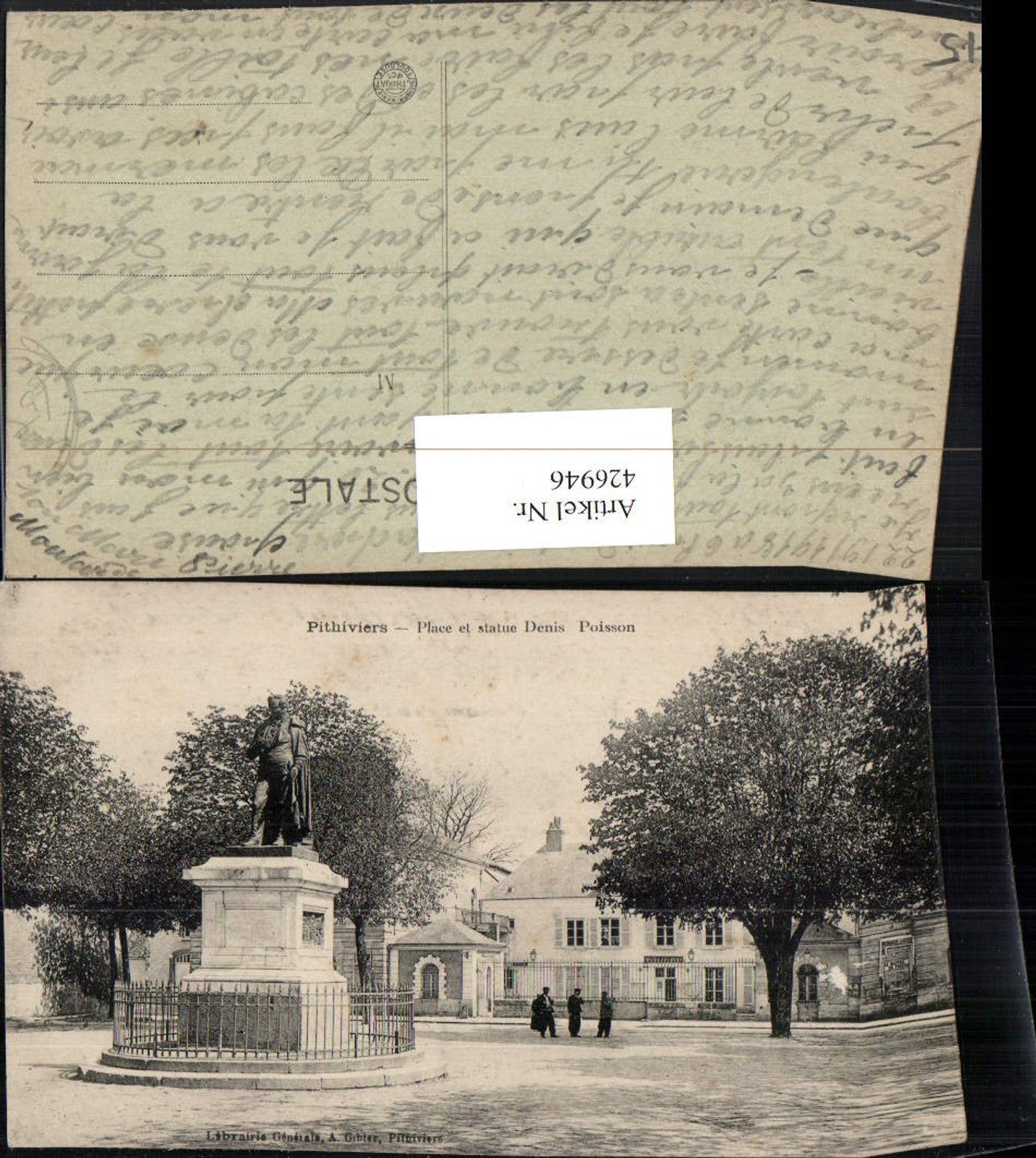 426946,Centre Loiret Pithiviers Place et Statue Denis Poisson Denkmal
