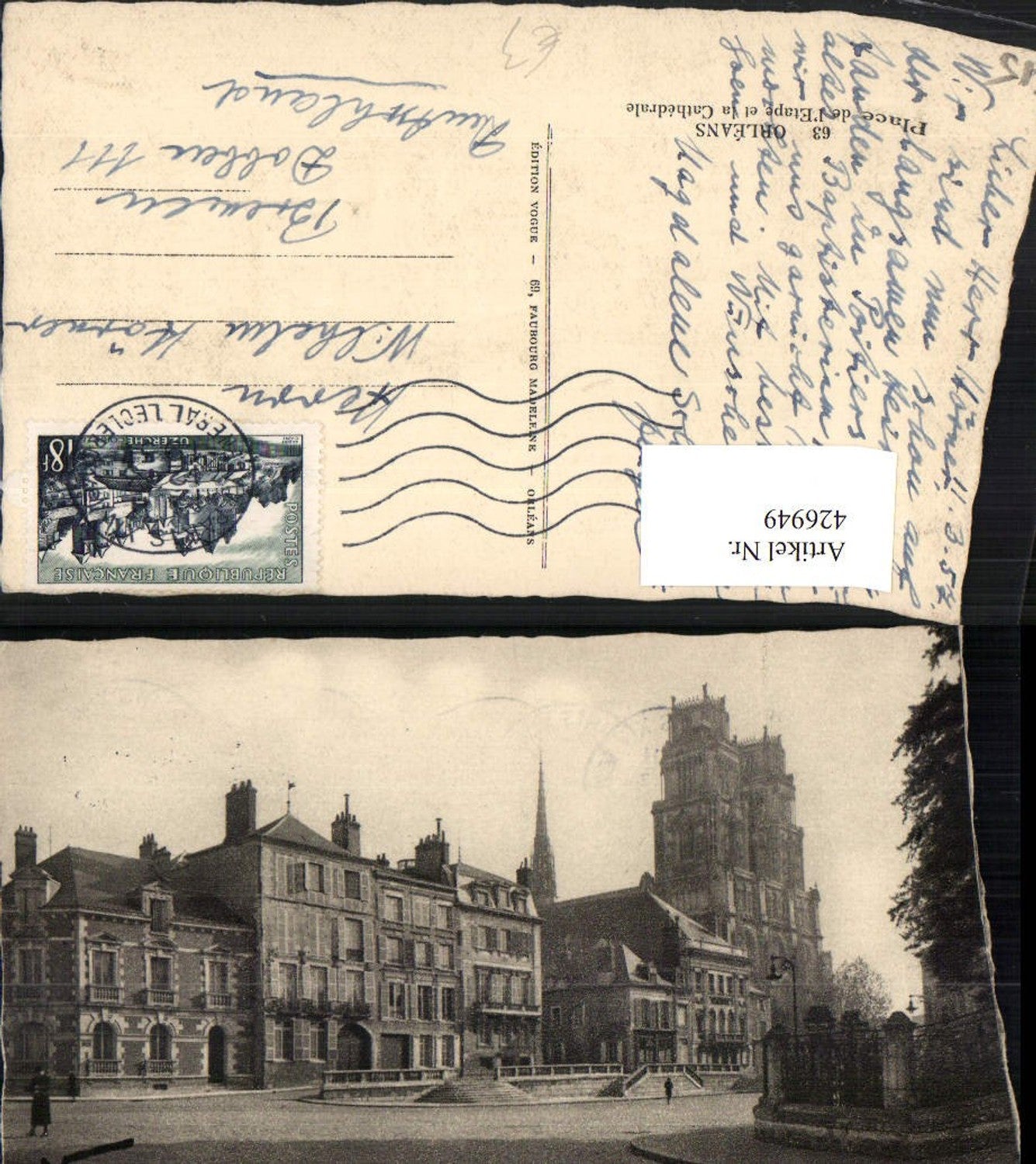 426949,Centre Loiret Orleans Place de l'Etape et la Cathedrale Kirche
