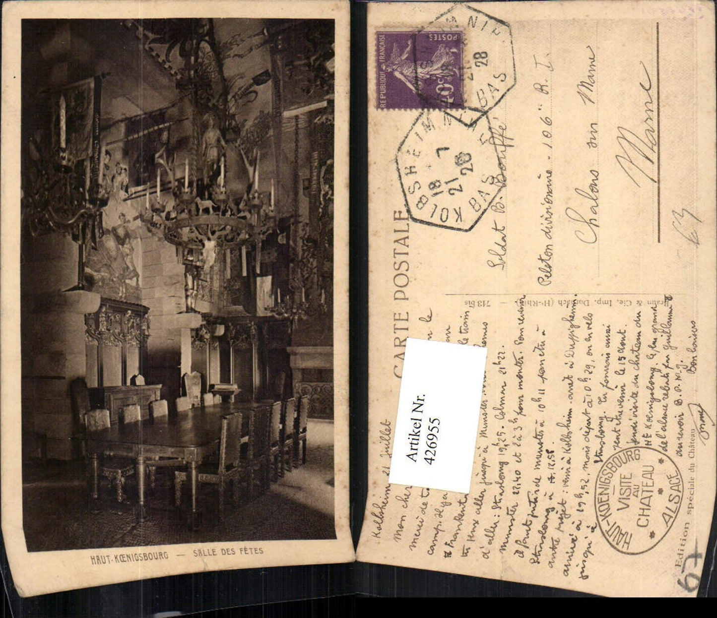 426955,Elsass Bas-Rhin Haut-Koenigsbourg b. Orschwiller Salle des Fetes Innenansicht