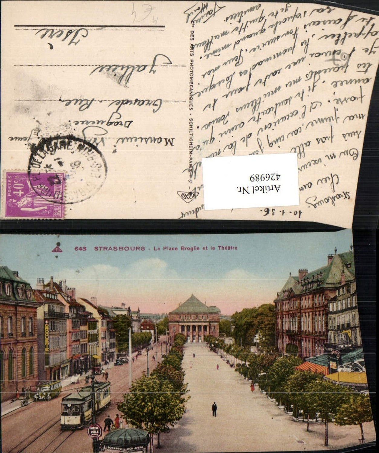 426989,Elsass Bas-Rhin Strasbourg Straßburg Place Broglie et le Theatre Straßenbahn