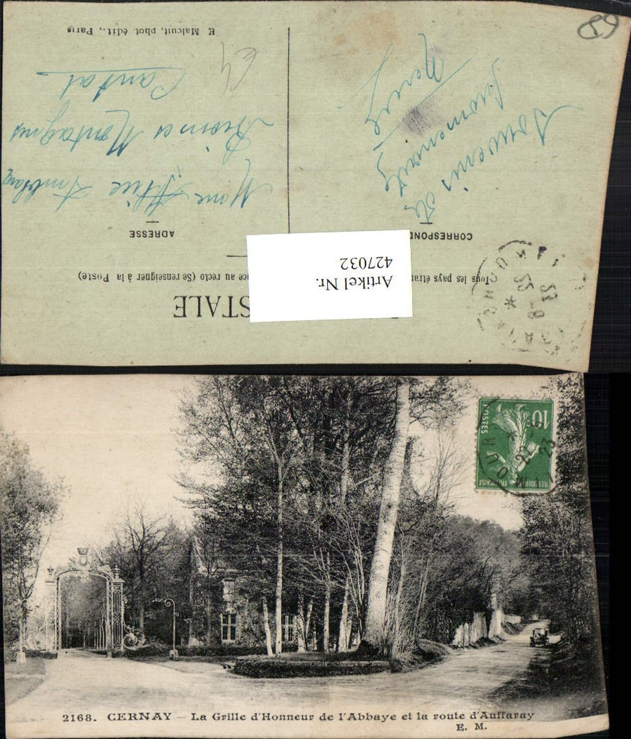 427032,Elsass Haut-Rhin Cernay La Grille d'Honneur de l'Abbaye et la route Auffaray
