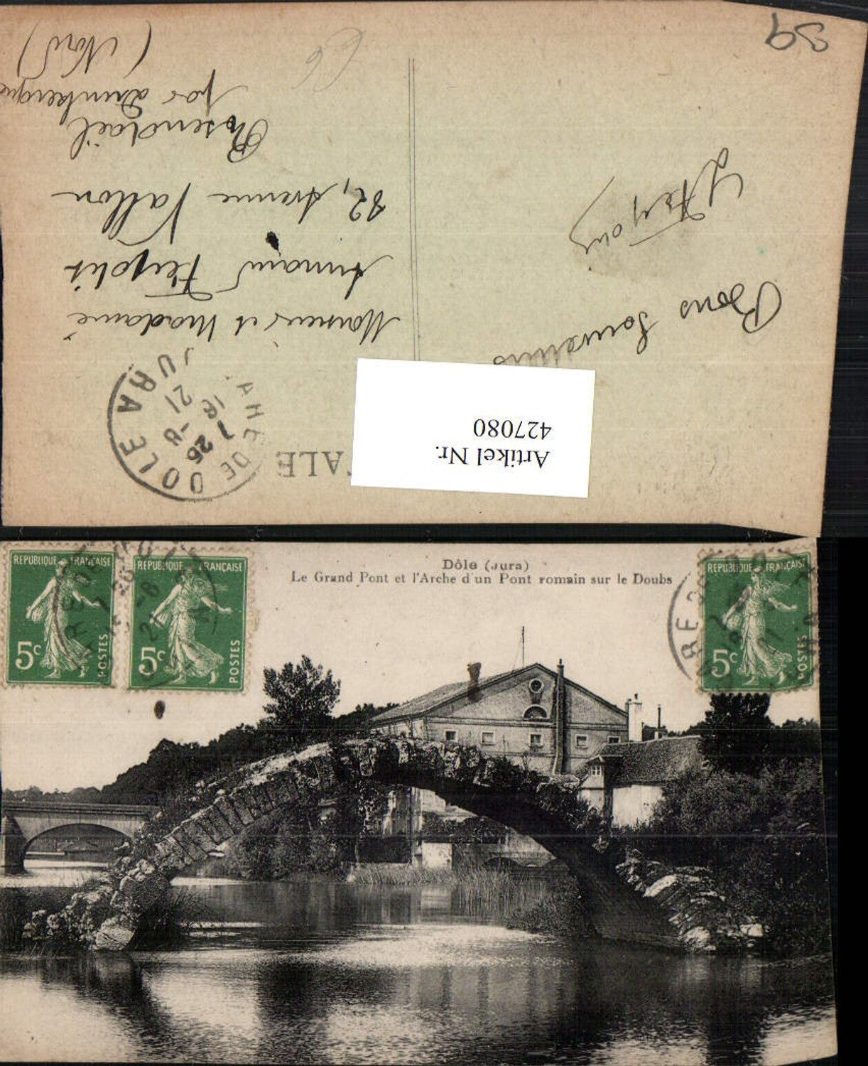 427080,Franche-Comte Jura Dole Le Grand Pont et Arche Pont romain sur le Doubs Brücke