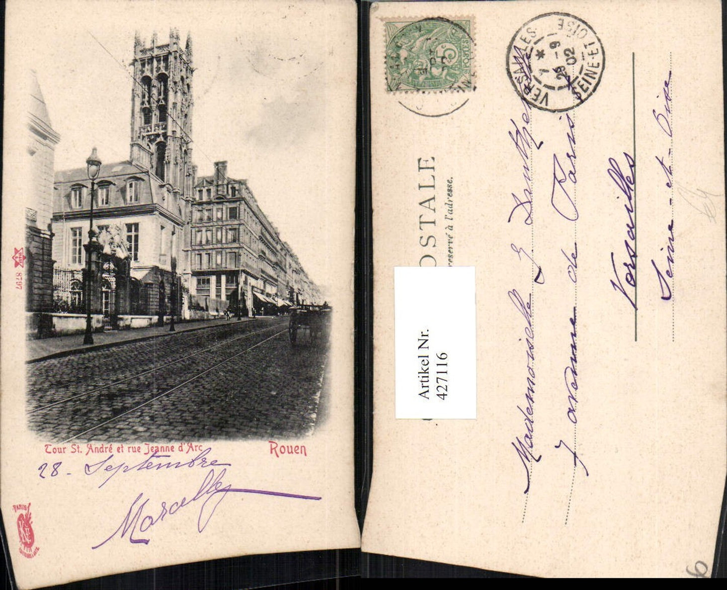 427116,Haute-Normandie Seine-Maritime Rouen Tour St. Andre et rue Jeanne d'Arc Straßenansicht
