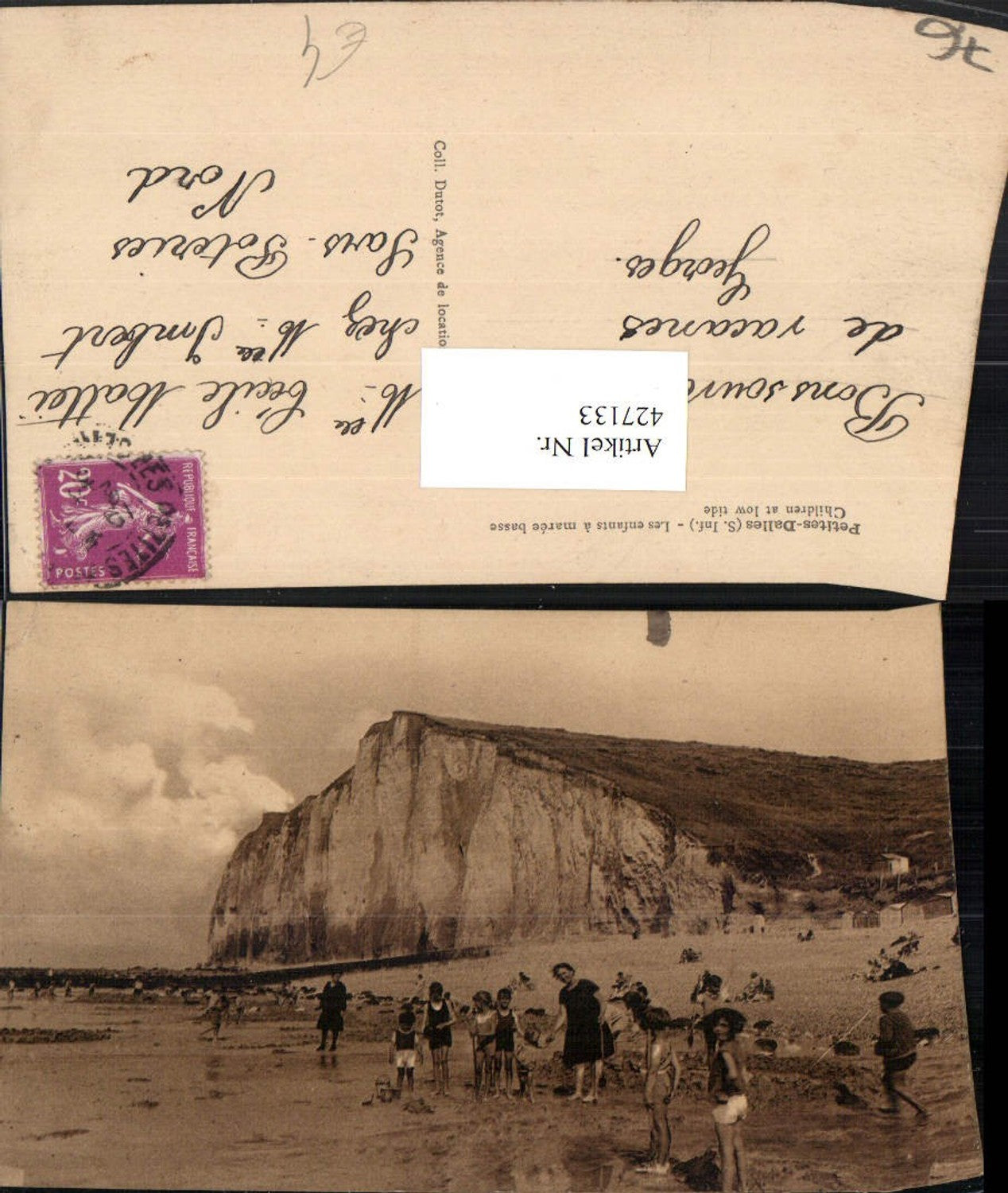 427133,Haute-Normandie Seine-Maritime Petites-Dalles Les enfants a maree basse Kinder Strand