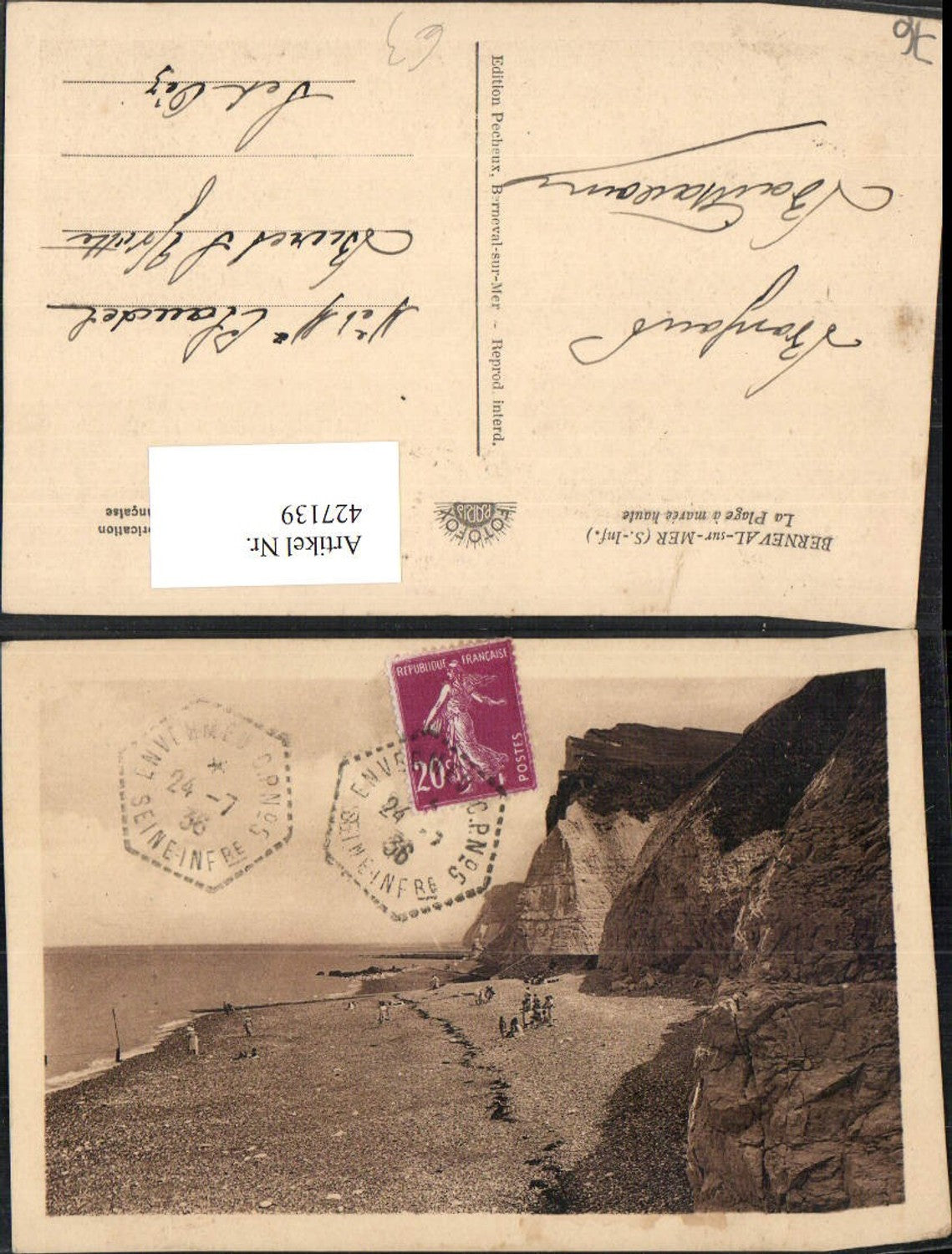 427139,Haute-Normandie Seine-Maritime Berneval-sur-Mer La Plage a maree haute Strand