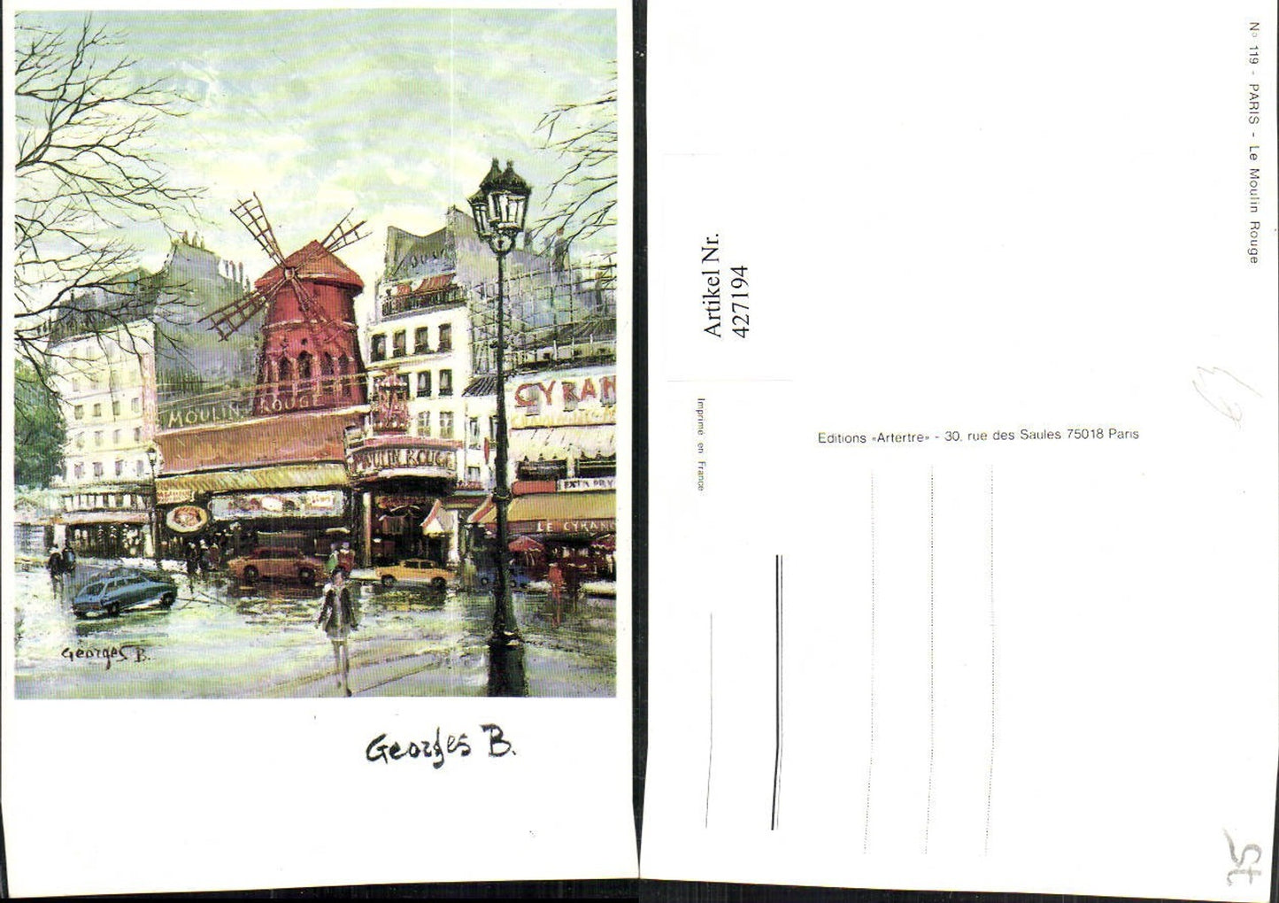 427194,Künstler AK B. Georges Ile-de-France Paris Moulin Rouge Mühle
