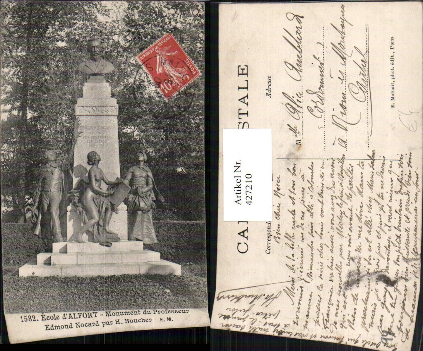427210,Ile-de-France Val-de-Marne Alfort Monument du Professeur Edmond Nocard Büste