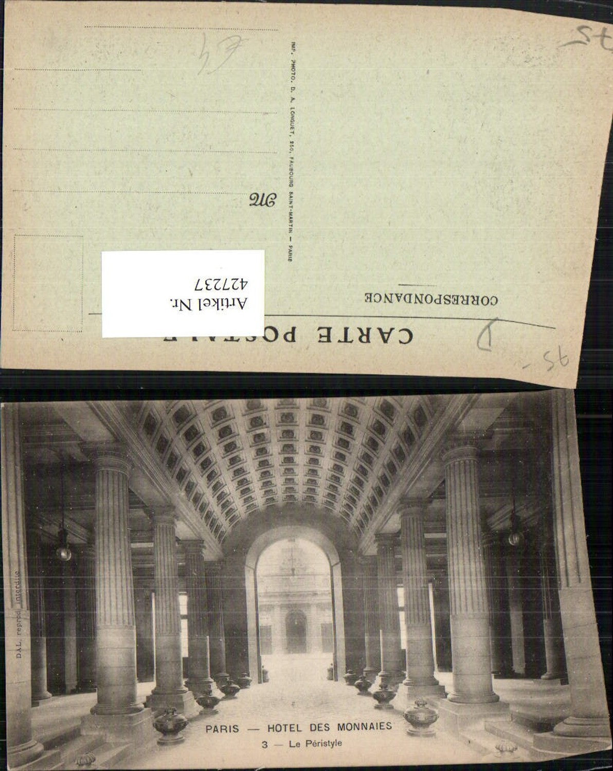 427237,Ile-de-France Paris Hotel des Monnaies Le Peristyle Innenansicht Säulen
